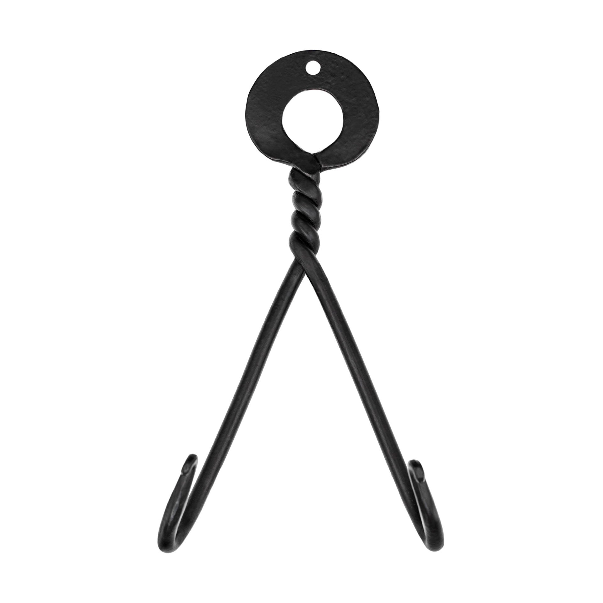 Imagen única de: Soporte de Pared para Espada de Hierro Negro Forjado a Mano - Colgador de Exhibición de Doble Gancho