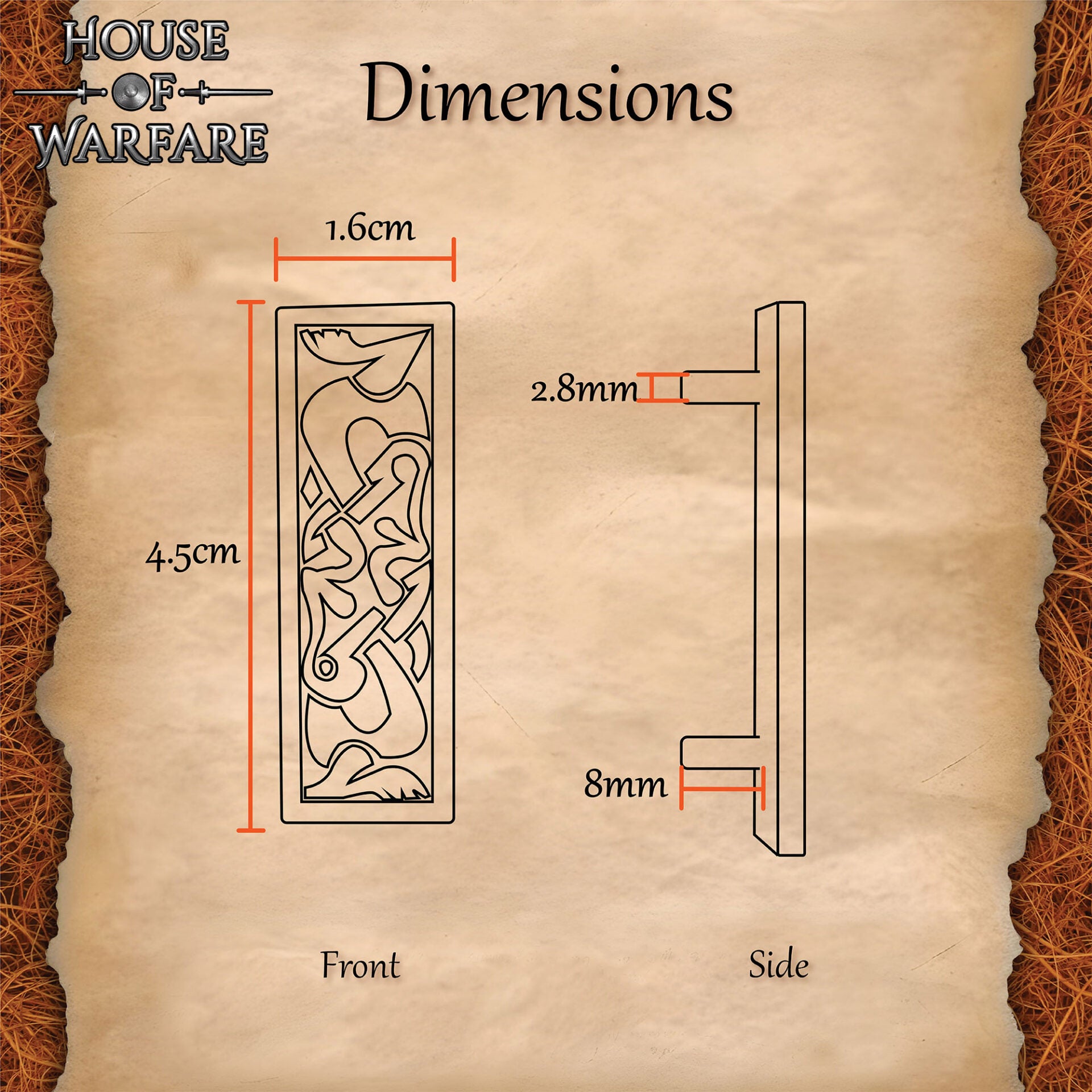 Imagen única de: Placa de Montaje de Latón Vikingo - Acabado Antiguo Decoración Nórdica para Cinturón