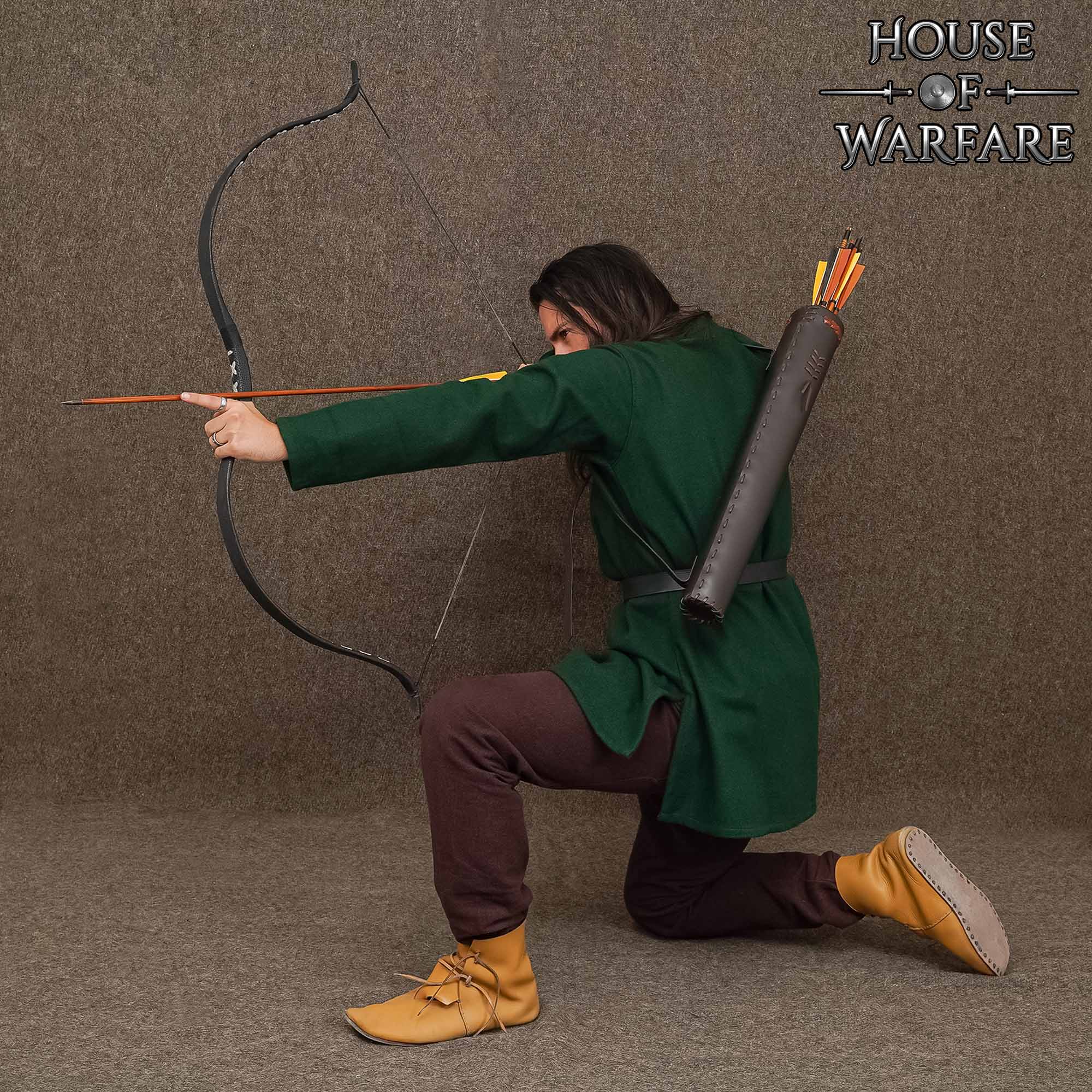Imagen única de: Carcaj Trasero Medieval de Cuero - Equipo de Tiro con Arco Hecho a Mano