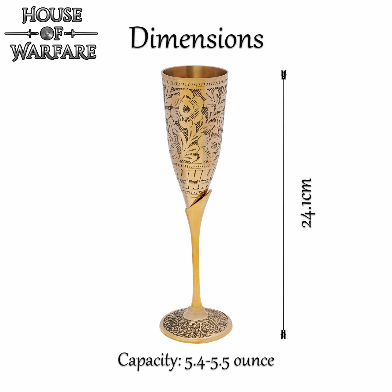 Imagen única de: Cáliz Copa de Latón Grabado con Motivo Floral - Decoración Artesanal Medieval
