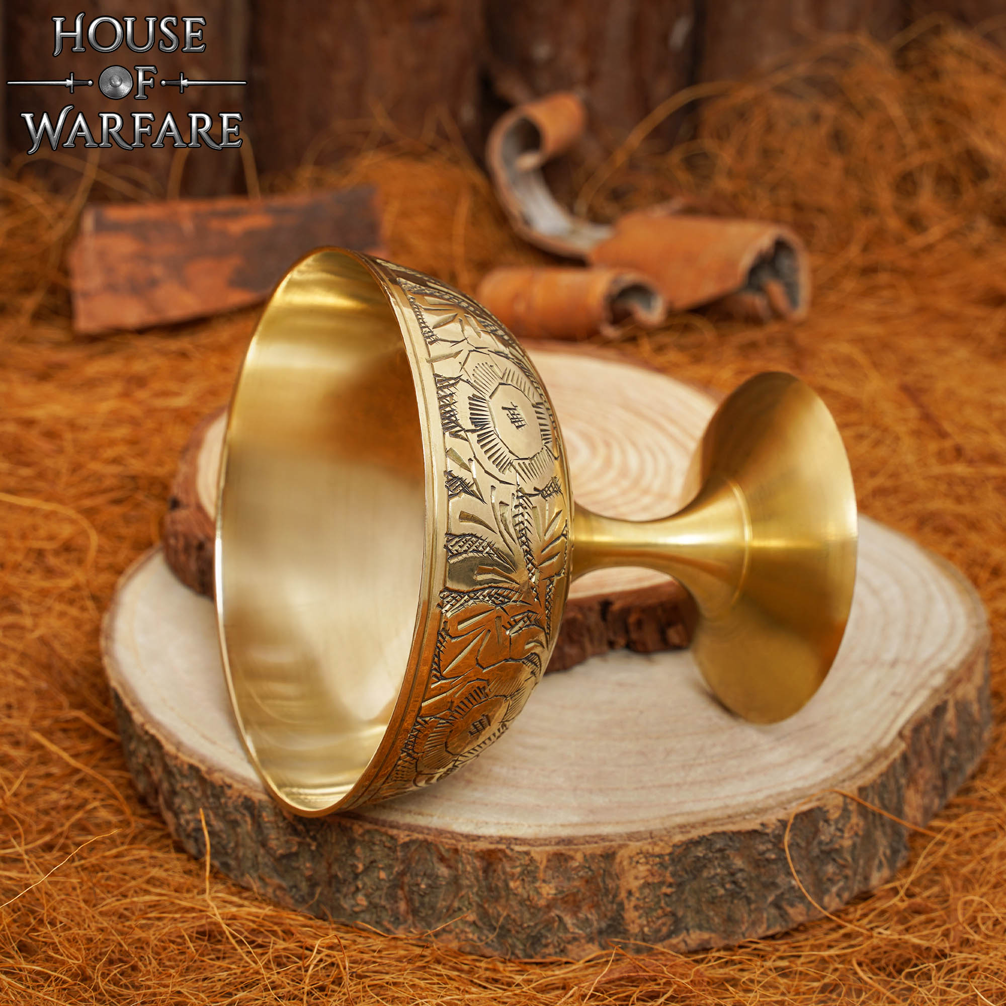 Copa Medieval Cáliz Vintage de Latón - Copa en Relieve para Fiestas y Decoración del Hogar - Imagen 10