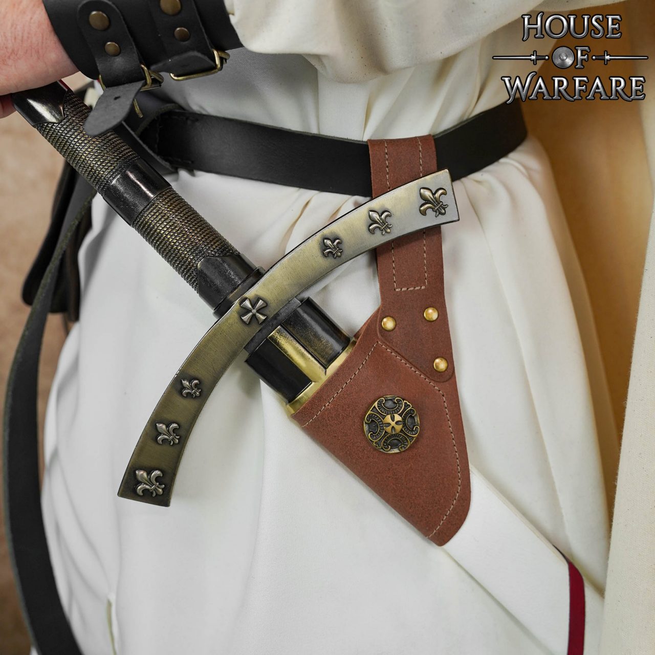 Imagen única de: Espada Medieval de Cuero Diseño Rana Cruz Antigua