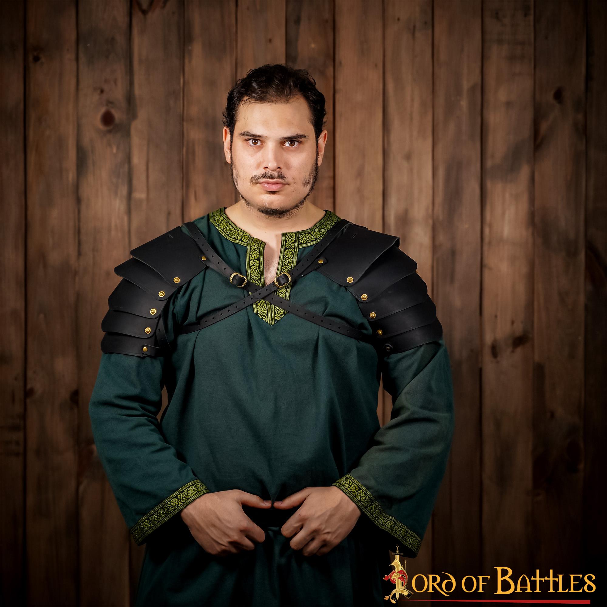 Imagen única de: Fantasía Vikingo Pauldrons Cuero con Cinturones de Cuero Ajustables