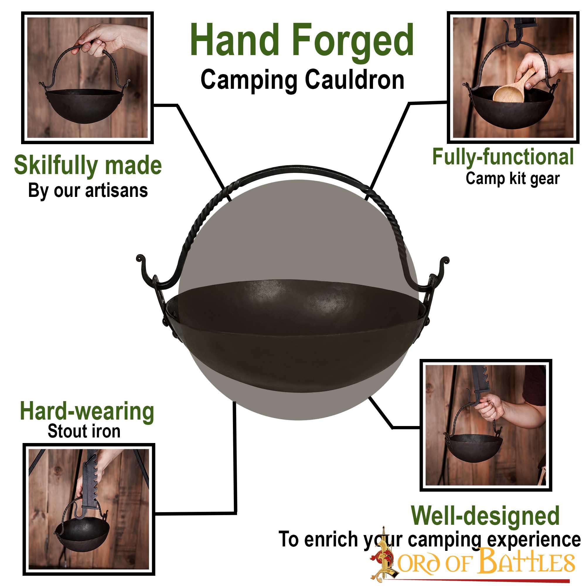 Imagen única de: Caldero de Hierro Forjado a Mano Accesorio de Camping Totalmente Funcional