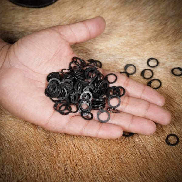 Imagen única de: Anillas Sueltas de Acero Dulce Ennegrecido, Anillas Planas con Remaches de Cúpula, 9 Mm Calibre 17, Artesanía y Reparación de Armaduras de Cota de Malla