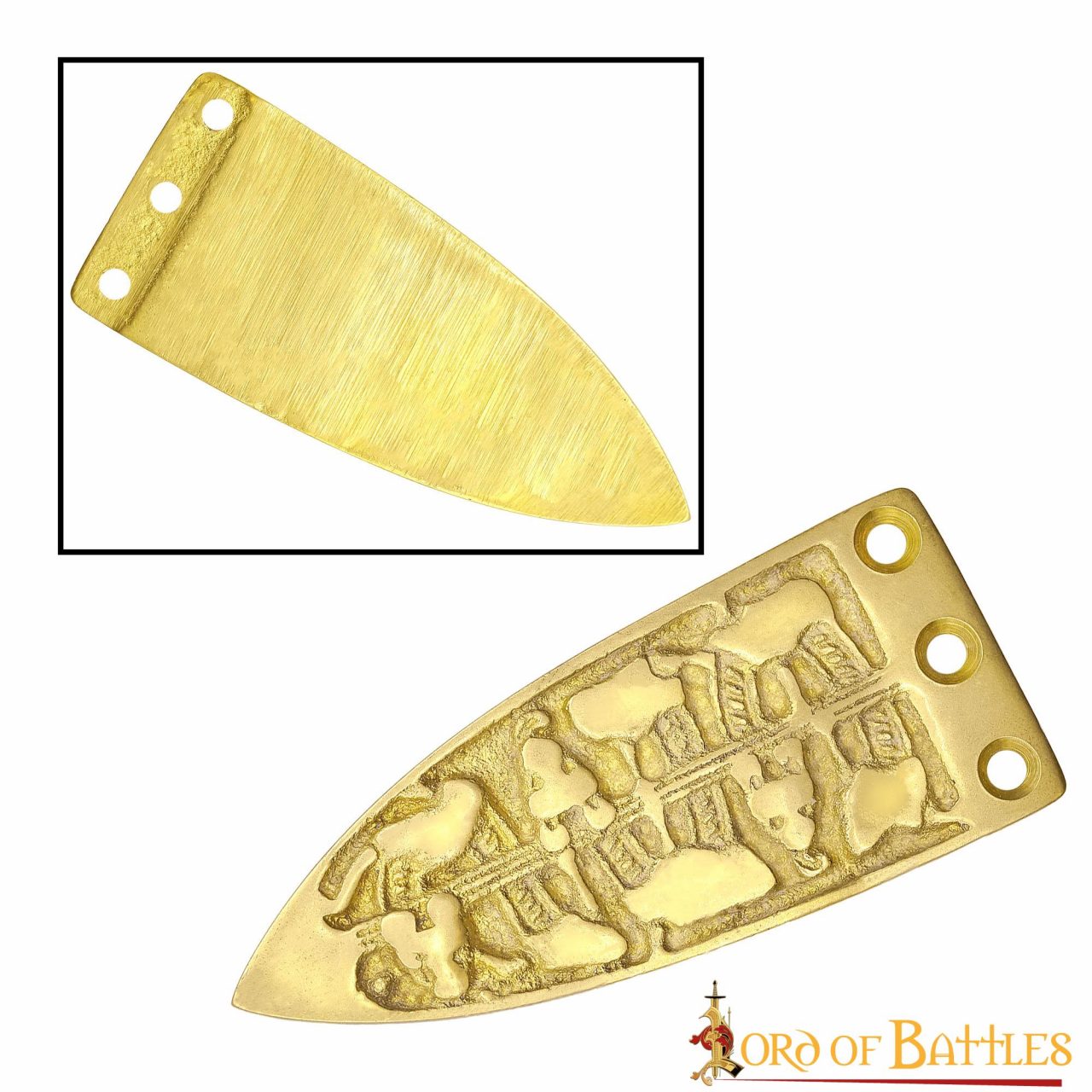 Imagen única de: Serpiente Vikinga Grabada Cinturón Medieval Chape Puro Latón Macizo Accesorio