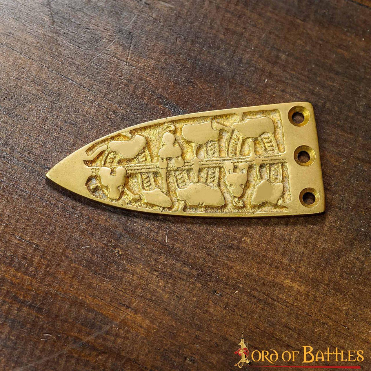 Imagen única de: Serpiente Vikinga Grabada Cinturón Medieval Chape Puro Latón Macizo Accesorio
