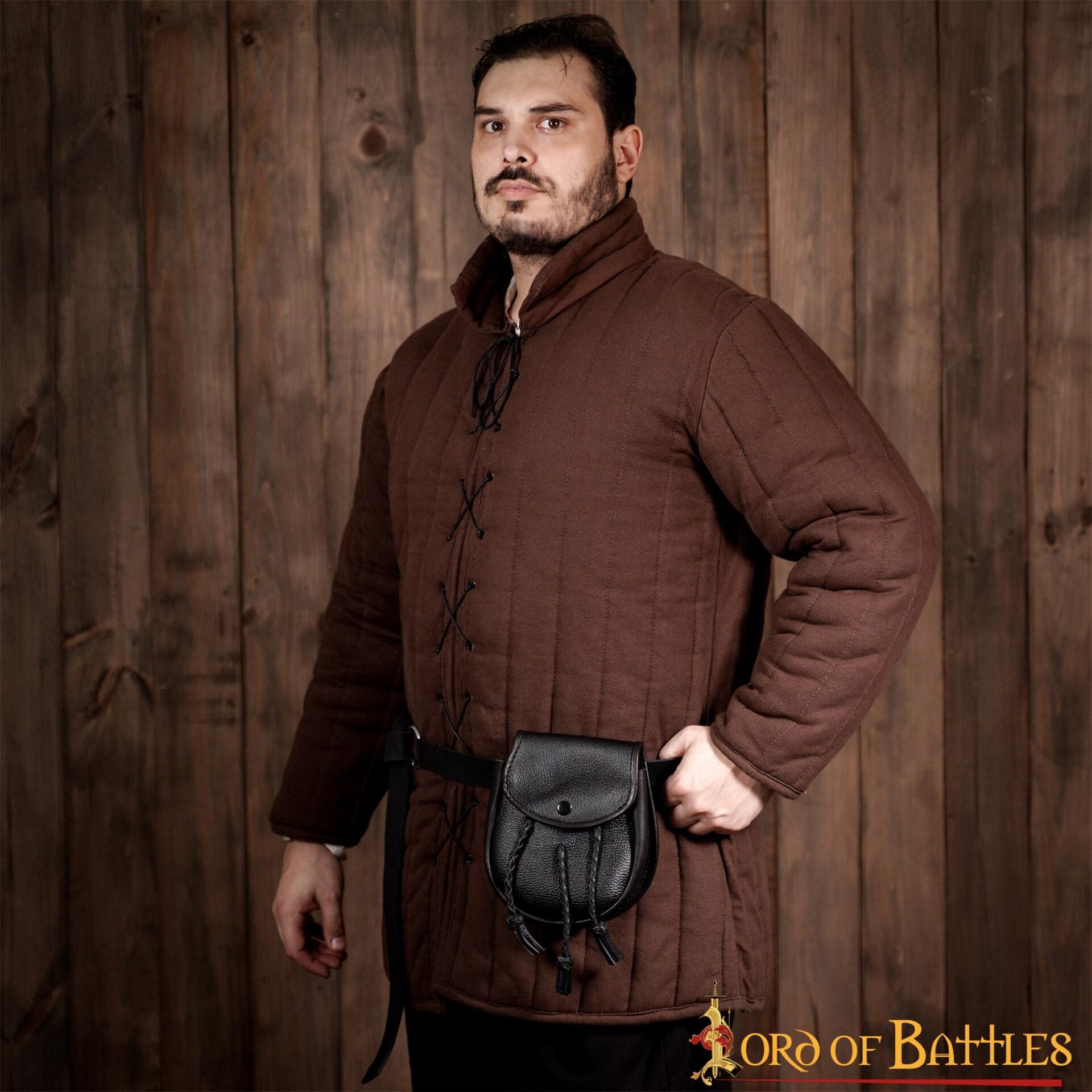 Imagen única de: Sporran Medieval con Borlas Trenzadas Hecho a Mano de Cuero Genuino