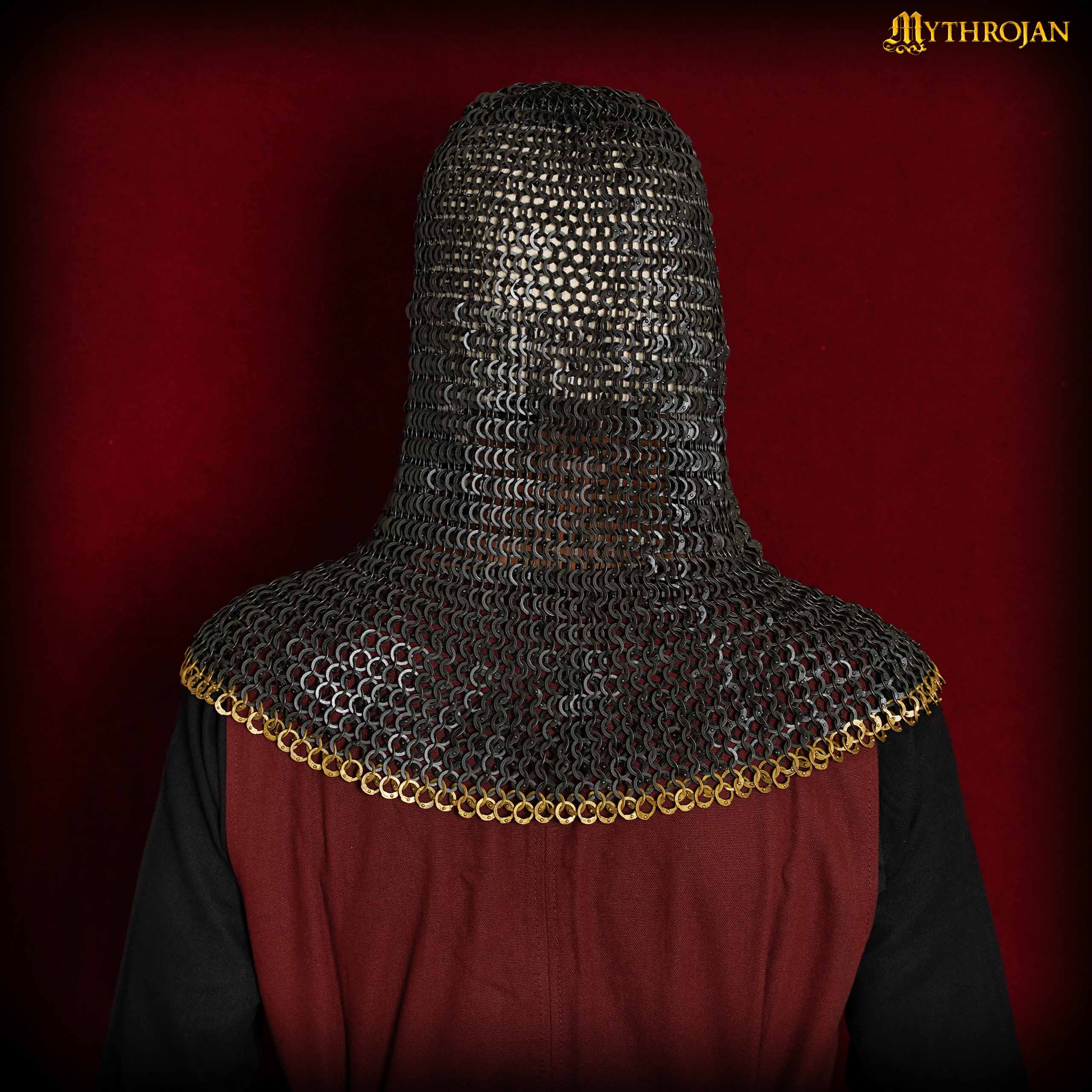 Cota de Malla Medieval 9mm 18g Anillo Plano Remache Redondo Ennegrecido con Adornos de Latón - Imagen 7