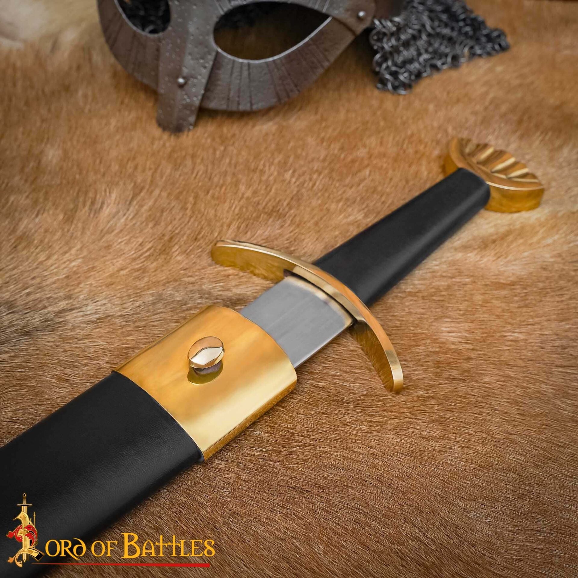 Imagen única de: Espada Vikinga Decorativa de Acero Forjada a Mano con Pomo y Vaina de Latón -espada de Exposición Pulida