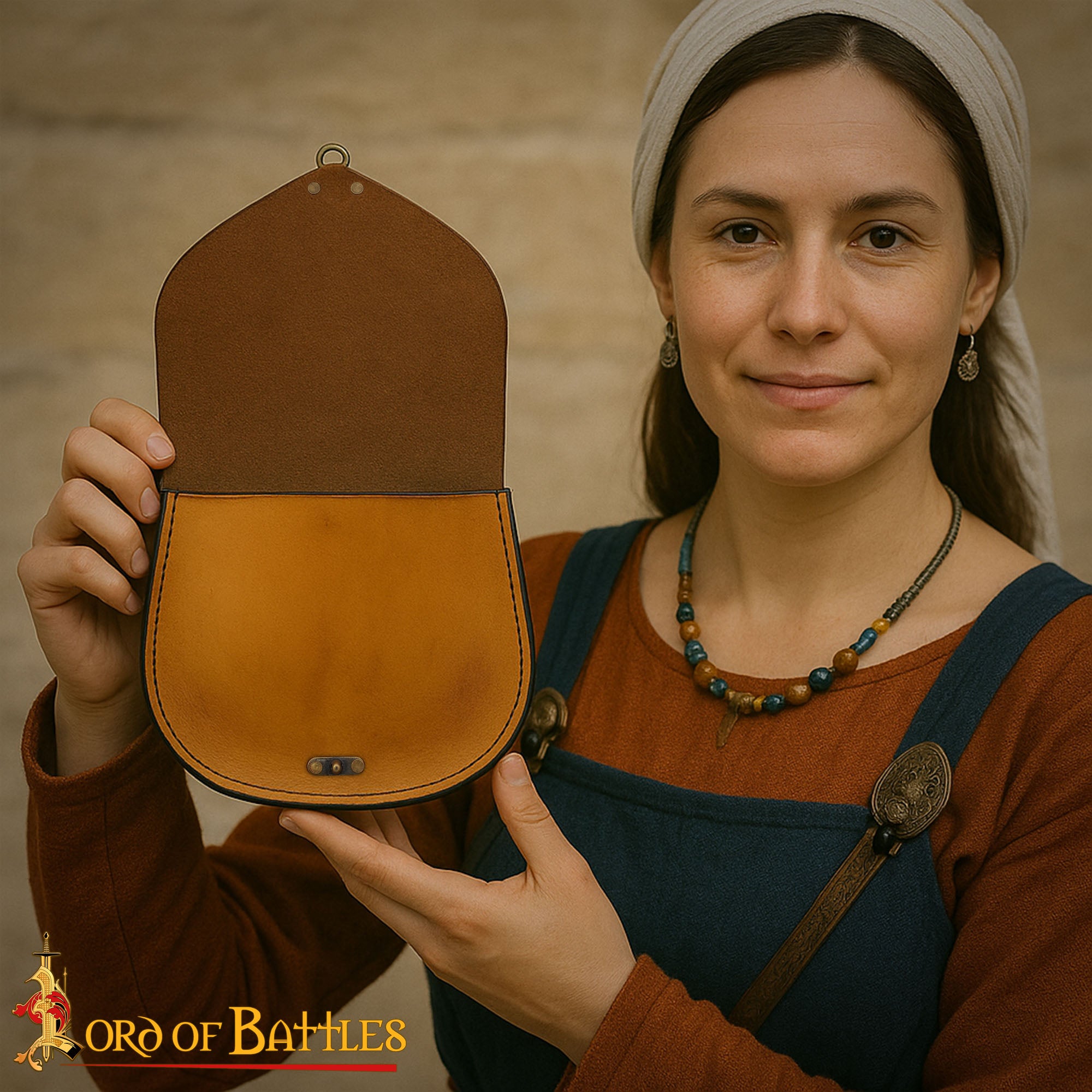 Imagen única de: Riñonera Medieval de Cuero Marrón con Diseño Celta en Relieve