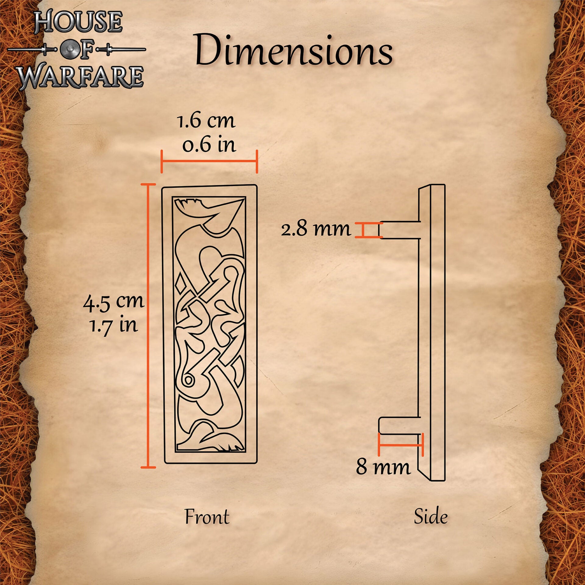 Imagen única de: Placa de Montaje de Latón Vikingo - Acabado Antiguo Decoración Nórdica para Cinturón