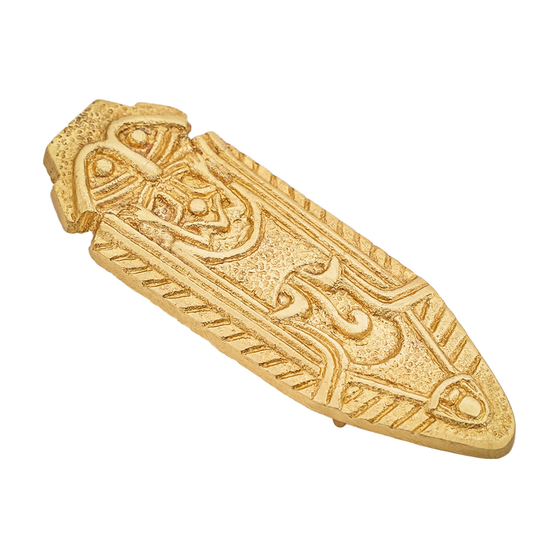 Imagen única de: Punta de Cinturón de Latón Vikingo - Chape Grabado - Accesorio Medieval de Latón Macizo para Cinturón
