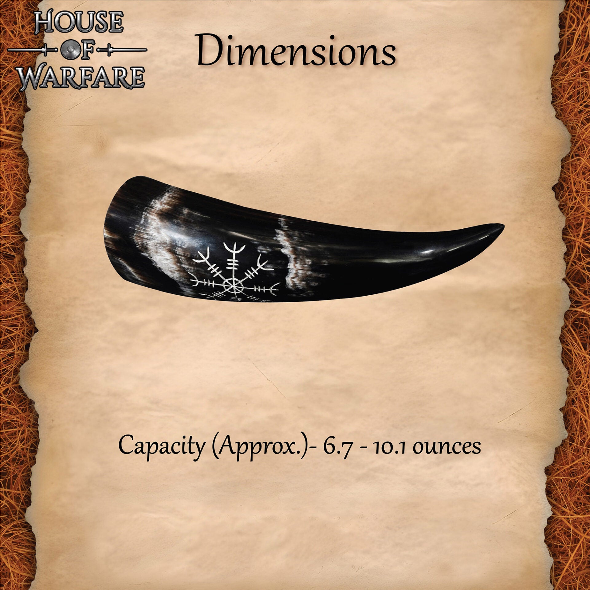 Imagen única de: Cuerno para Beber Vikingo con Diseño Helm Of Awe (200-300ml)