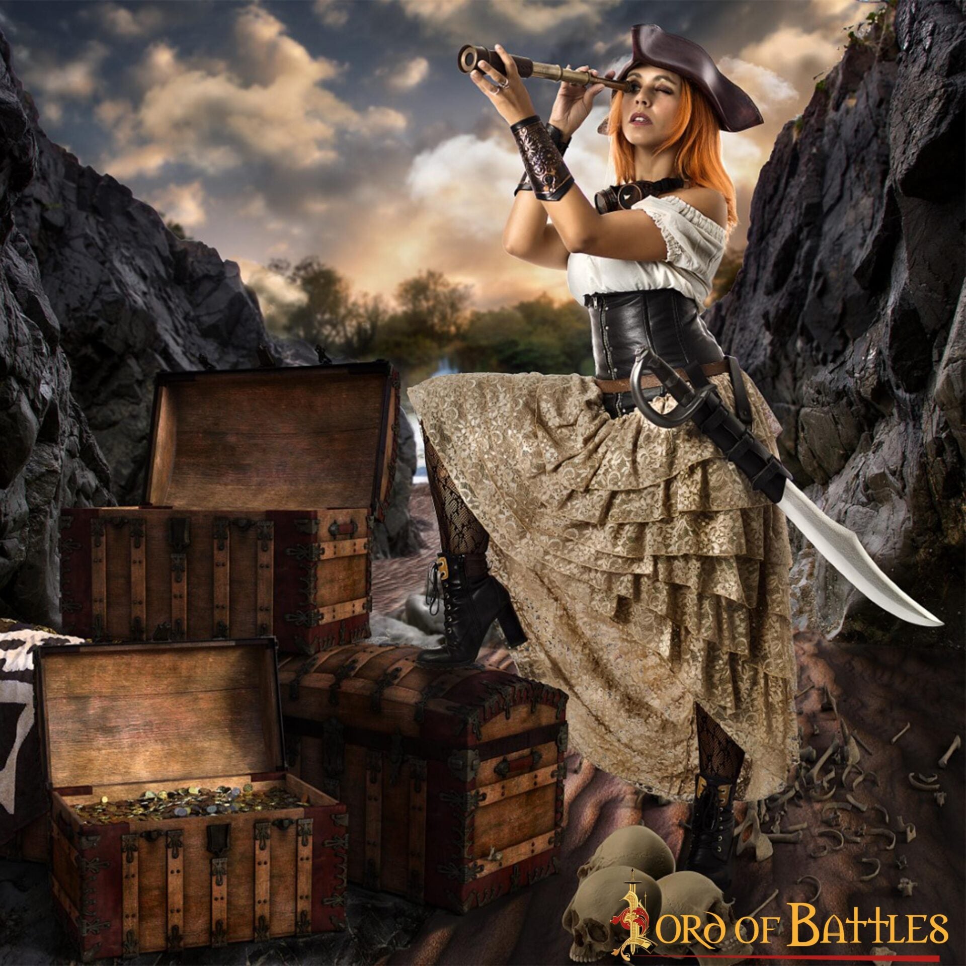 Catalejo Pirata Telescopio de Latón con Estuche de Cuero - Acabado Antiguo Réplica Funcional - Imagen 6