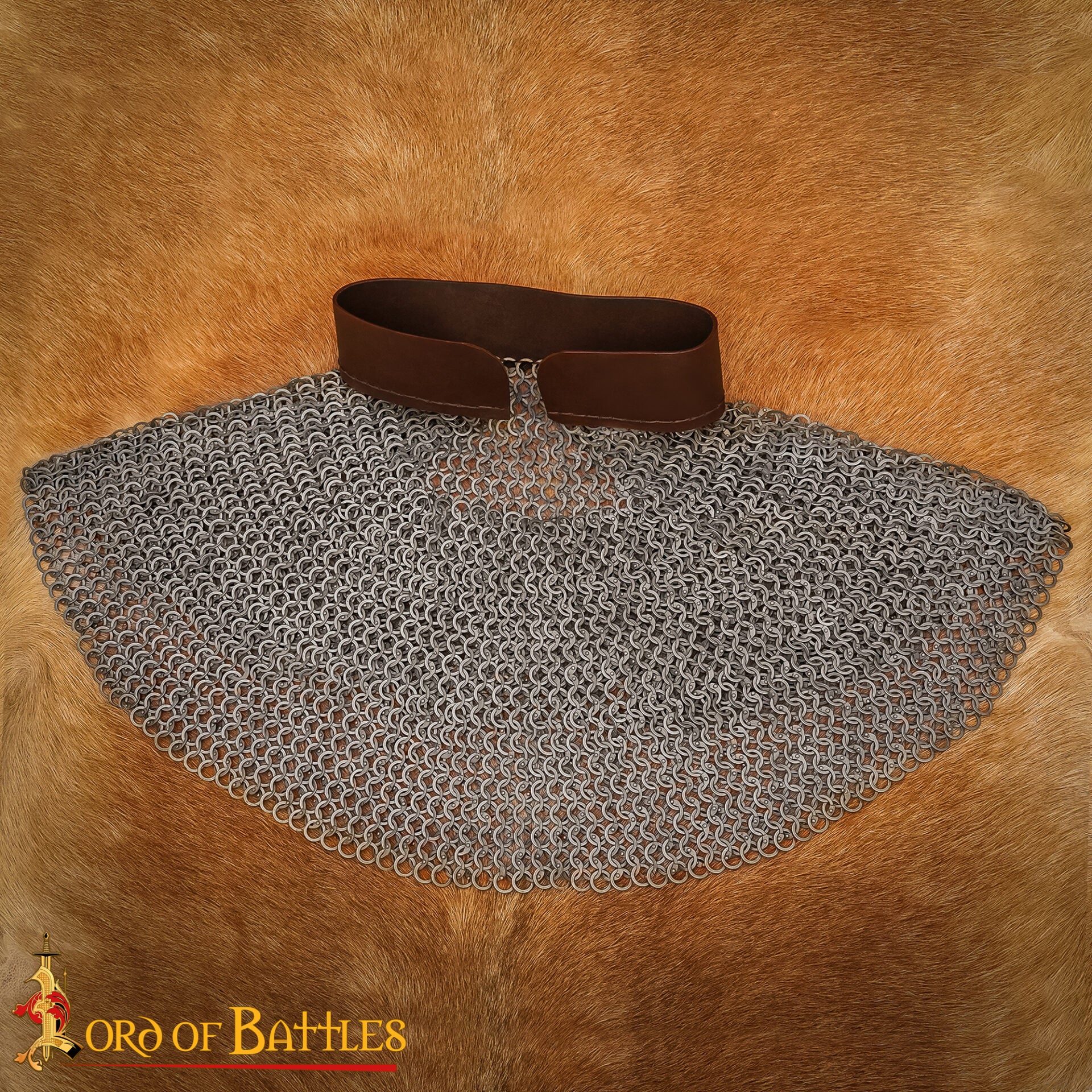 Imagen única de: Aventail Medieval - Anillos Planos de Acero Suave, Redondos Remachados con Banda de Cuero Natural | 9mm 17g