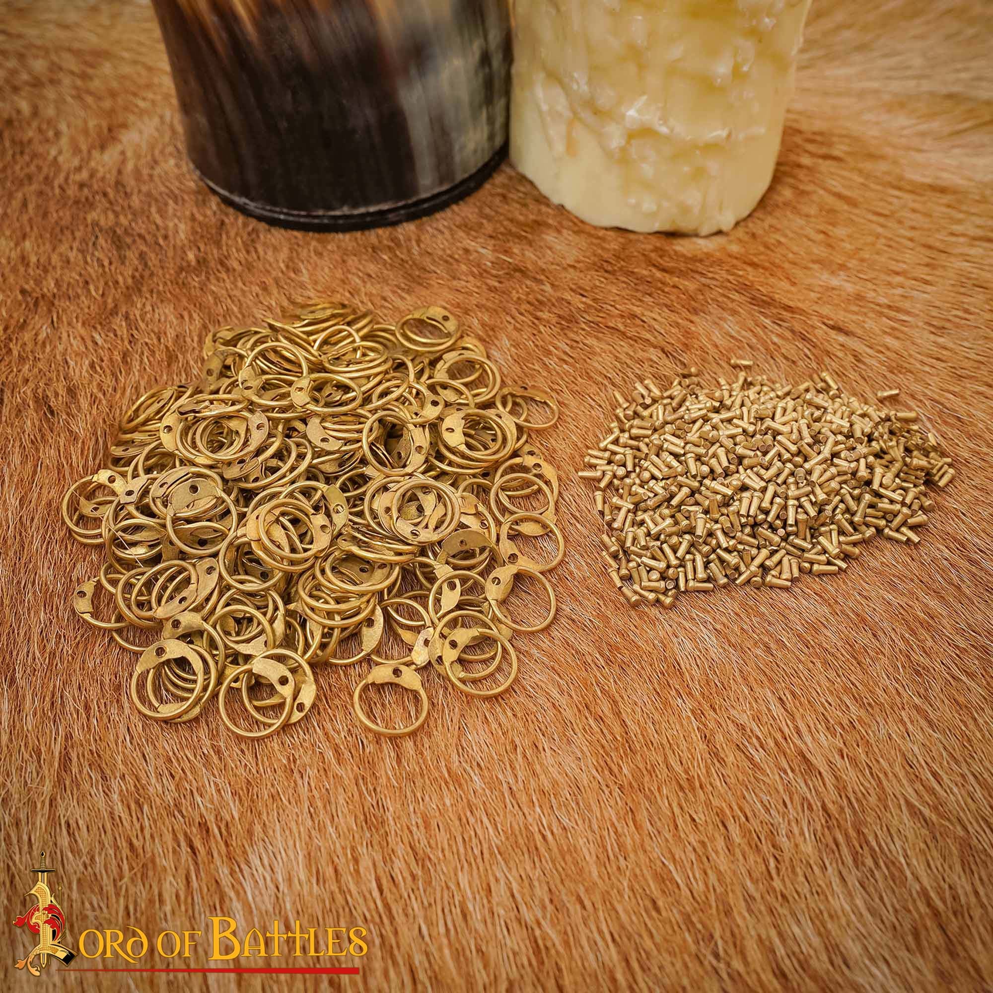 Imagen única de: Anillos Redondos de Latón Sueltos con Remaches Redondos - 6mm | Calibre 18 | para Cota de Malla Medieval Remachada