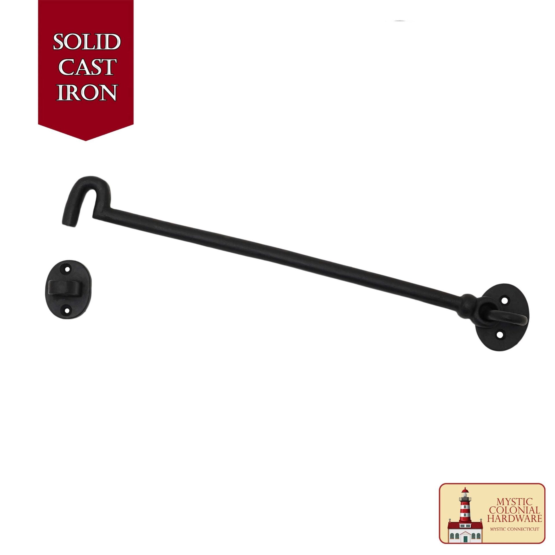 Imagen única de: Hierro Forjado Negro Cabina Gancho Ojo 12.5" Largo Grande Decorativo Privacidad Gancho Pestillos para Armario Ventana Cocina Puertas Corredizas o de Granero