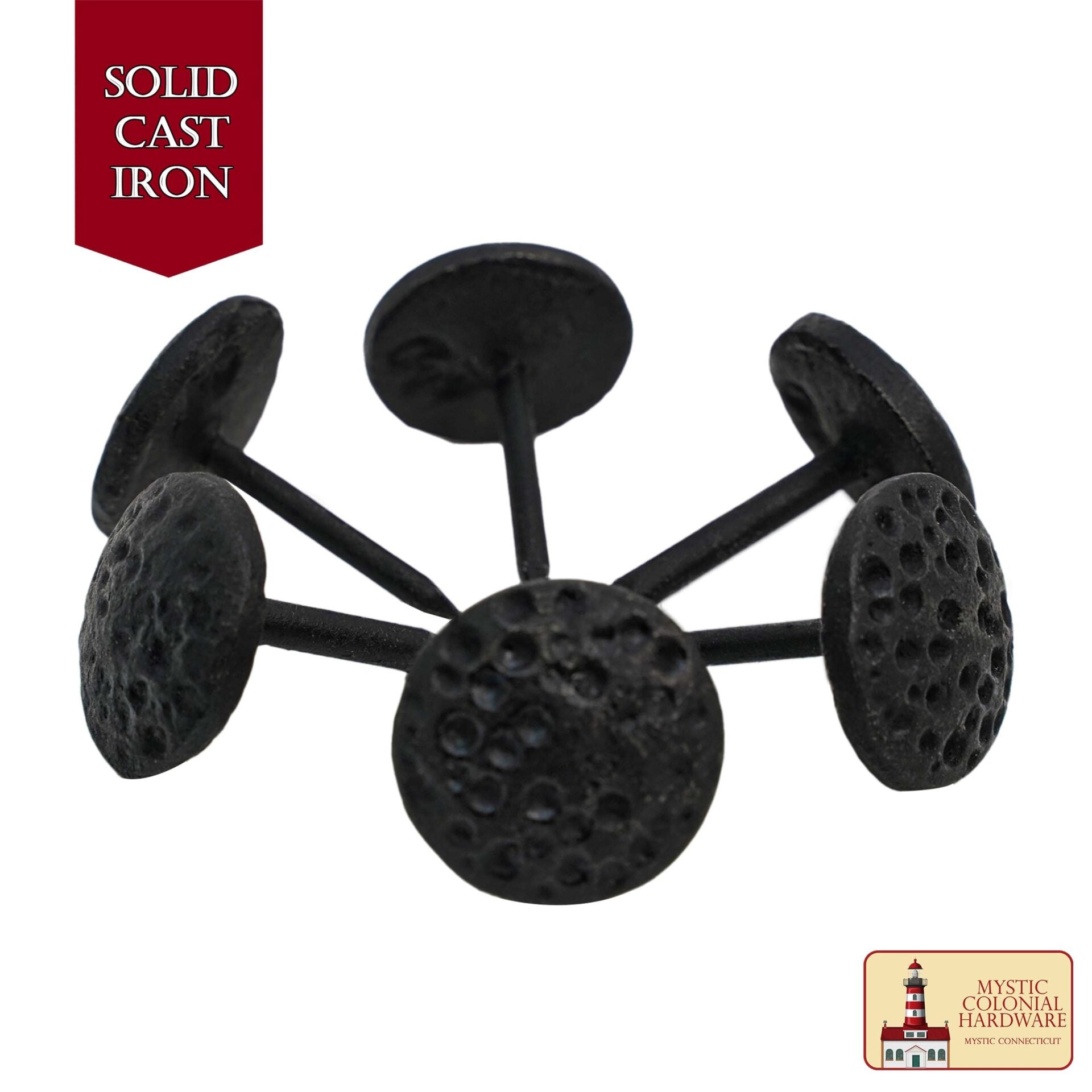 Imagen única de: Clavos Clavos Decorativos Redondos Largos de Hierro, Forjados a Mano, Acabado Ennegrecido con Aceite Natural, Juego de 6 Piezas