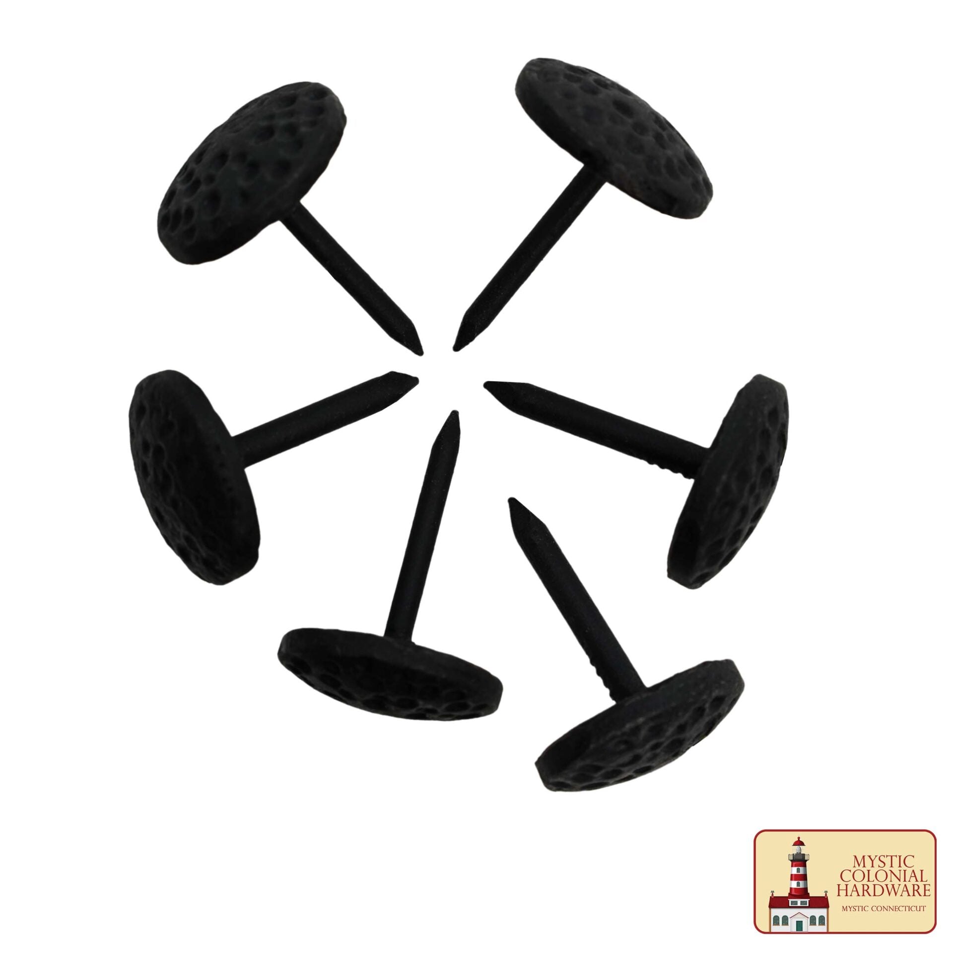 Imagen única de: Clavos Clavos Decorativos Redondos Largos de Hierro, Forjados a Mano, Acabado Ennegrecido con Aceite Natural, Juego de 6 Piezas