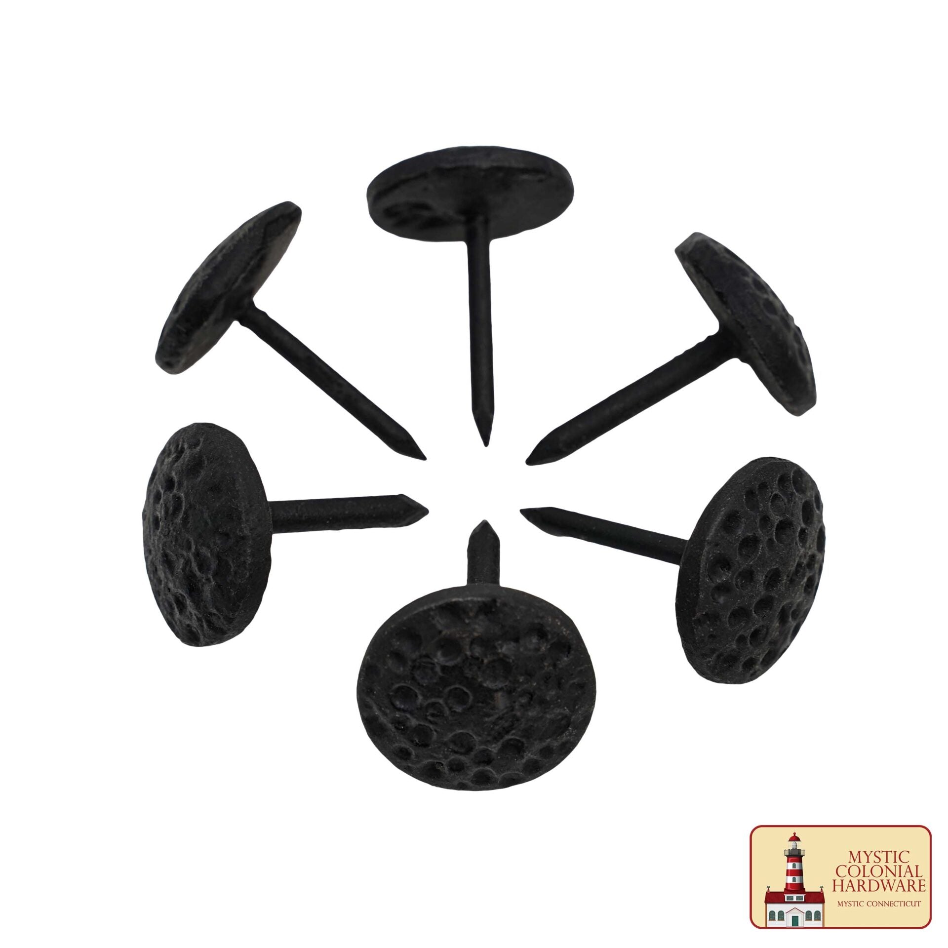 Imagen única de: Clavos Clavos Decorativos Redondos Largos de Hierro, Forjados a Mano, Acabado Ennegrecido con Aceite Natural, Juego de 6 Piezas