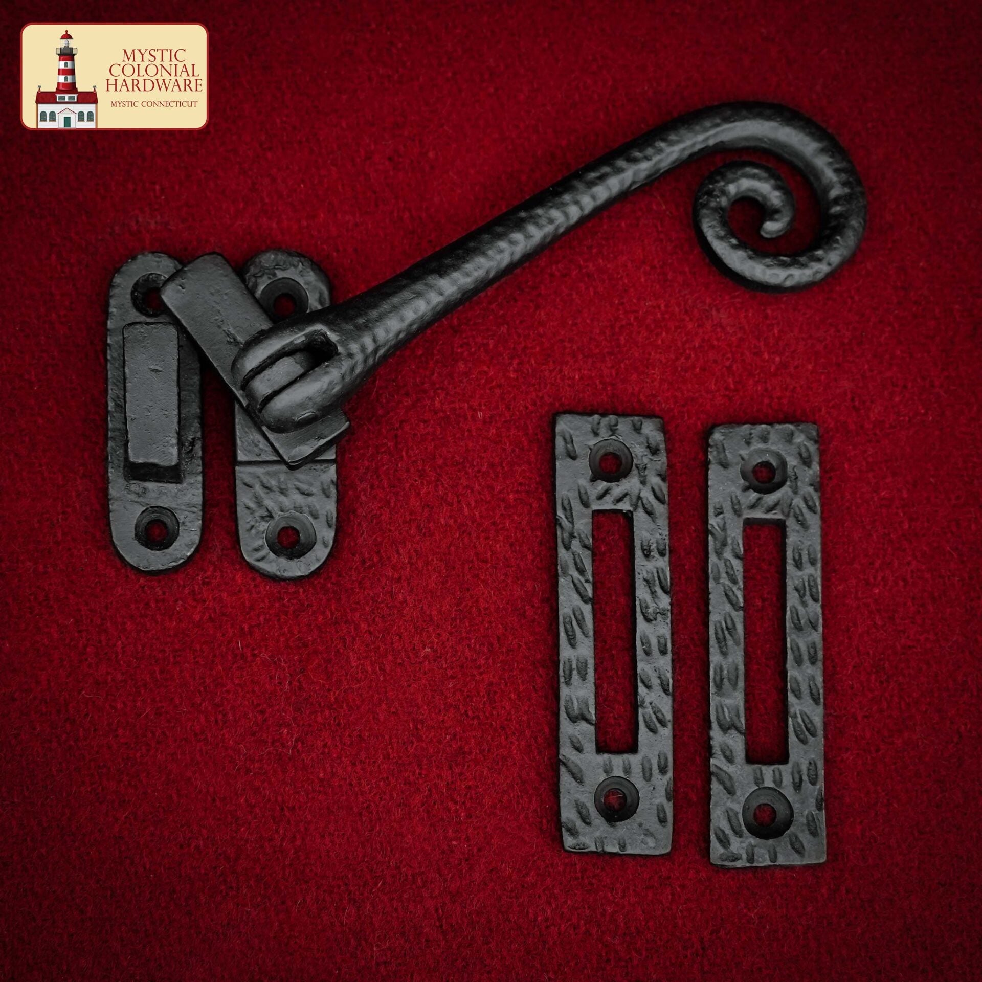 Imagen única de: Hierro Fundido Negro Elegante Rizado Reversible Pestillo de la Ventana Abatible, Tamaño: 5.4 "x 2.2"