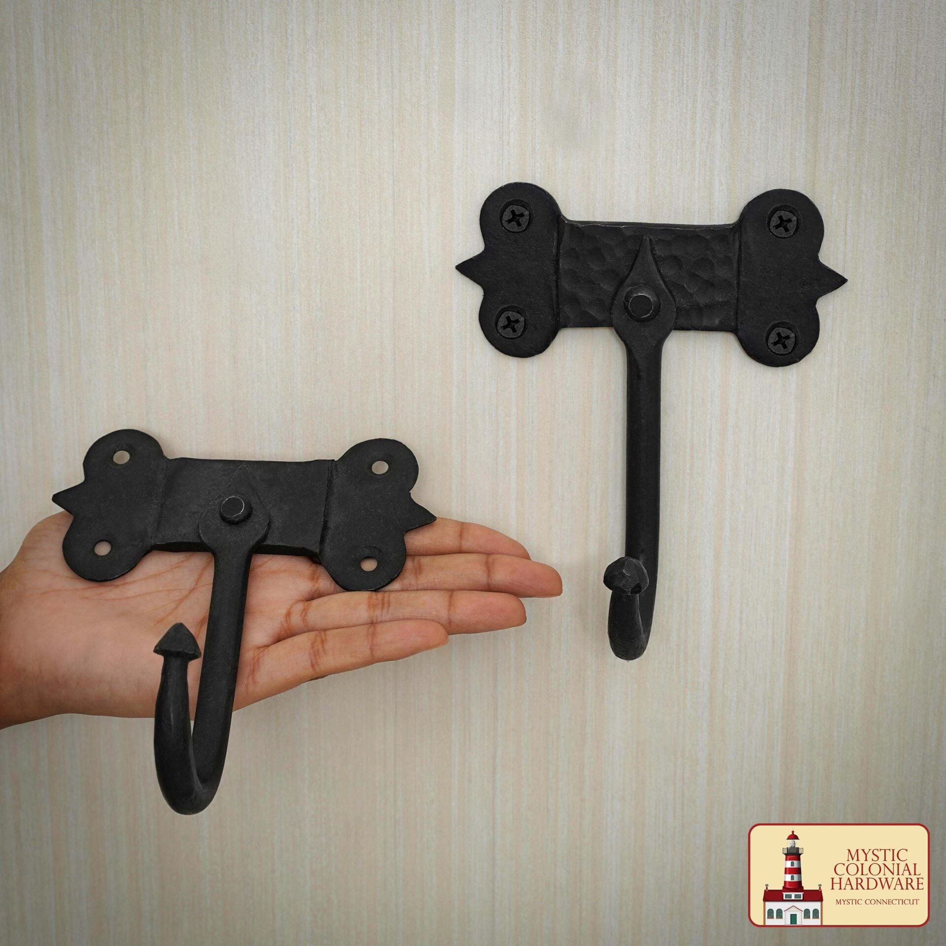 Imagen única de: Rústico de Hierro Fundido Ganchos de Pared, Heavy Duty Retro Utilidad Ganchos para Colgar el Abrigo, Bolsa, Toalla, Bata, Sombrero y Más, Acabado: Aceite Ennegrecido