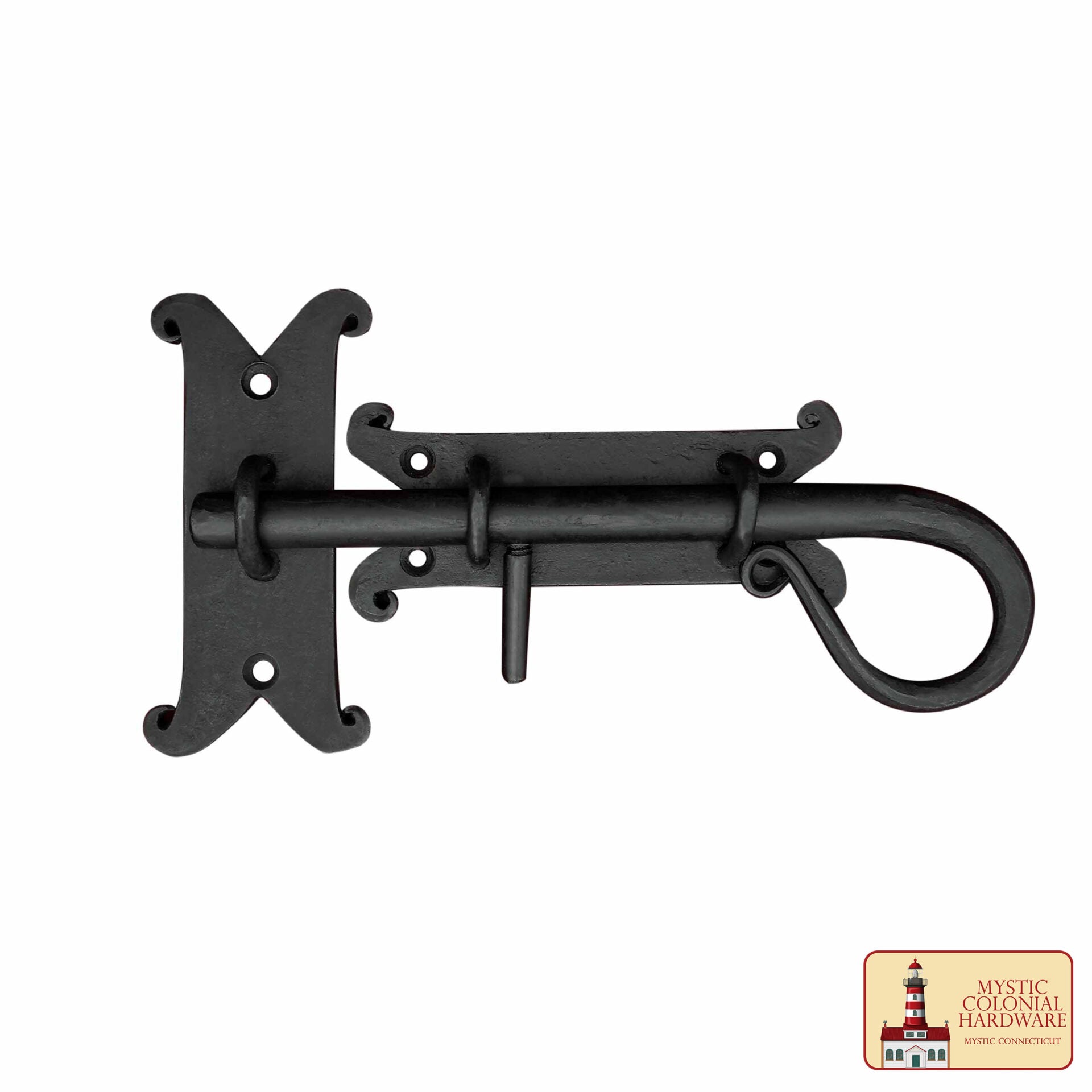 Imagen única de: Cerradura de Cerrojo de Puerta Rústica Forjada a Mano con Pasador Deslizante: Ideal para Entornos de Baño/cocina Victorianos, Coloniales, Retro, Steampunk, Góticos, Barrocos y Medievales, 22 Cm