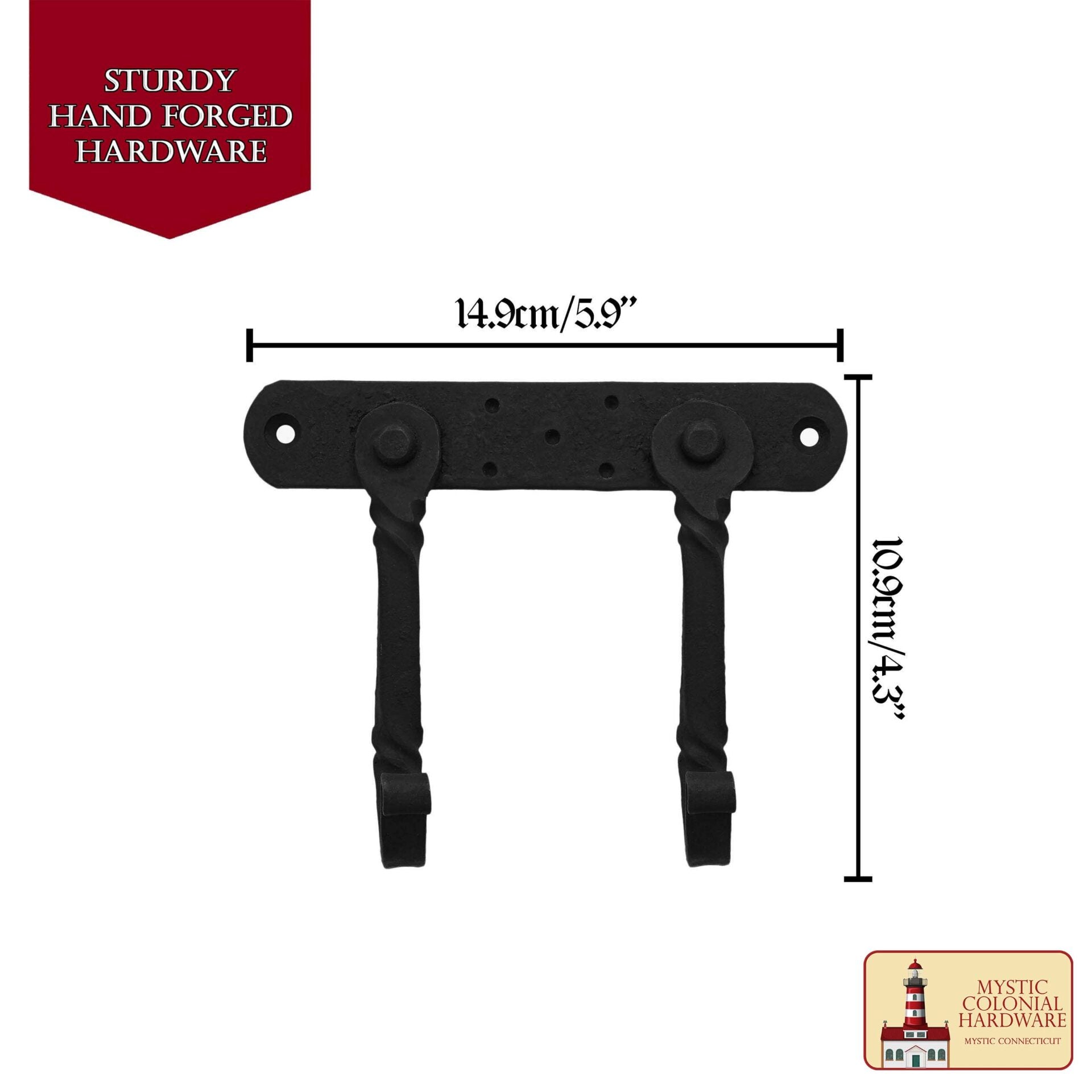 Imagen única de: Gancho de Pared Rústico Forjado a Mano con Dos Colgadores: Ideal para Ambientes Victorianos, Coloniales, Retro, Steampunk, Góticos y Barrocos (14.9x10.9cm)