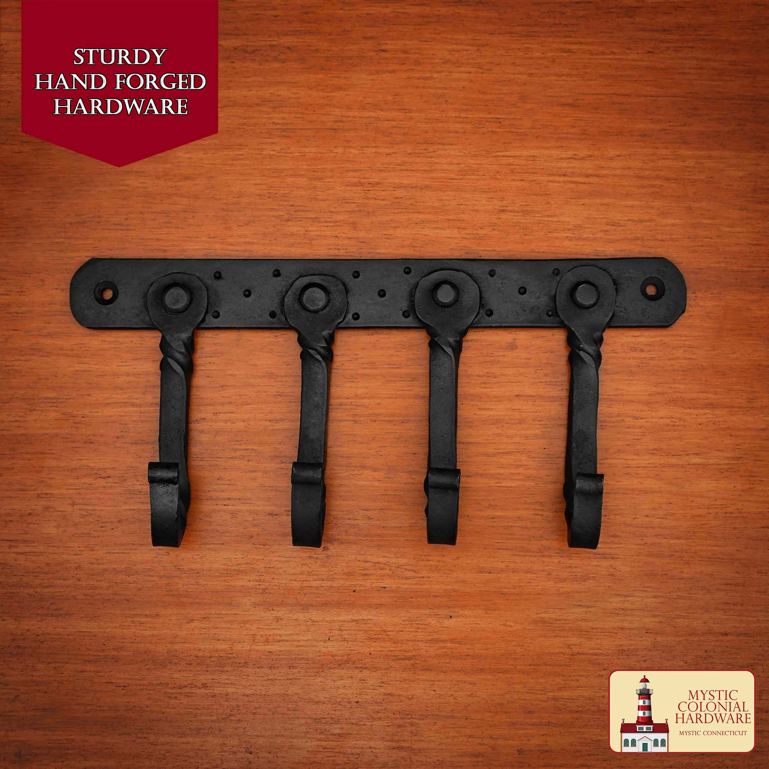 Imagen única de: Mystic Colonial Hardware Rústico de Hierro Fundido Ganchos de Pared - Pesado Aceite Ennegrecido Utilidad Estante para Abrigos, Bolsos, Toallas, Batas y Sombreros