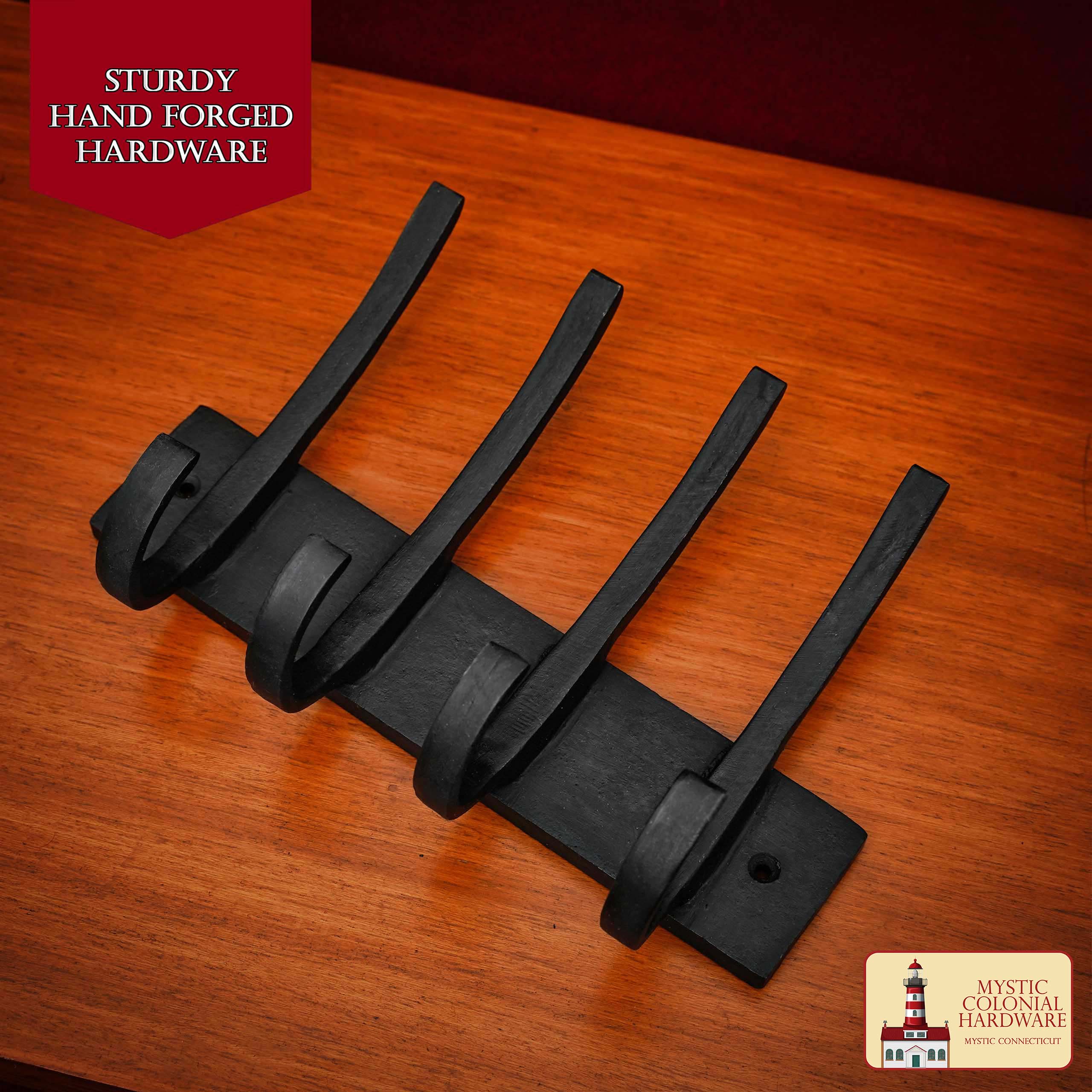 Imagen única de: Ganchos de Pared de Hierro Forjado Rústico, Ganchos de Utilidad Retro de Alta Resistencia para Colgar Abrigos, Bolsos, Toallas, Batas, Sombreros y Más: Negro
