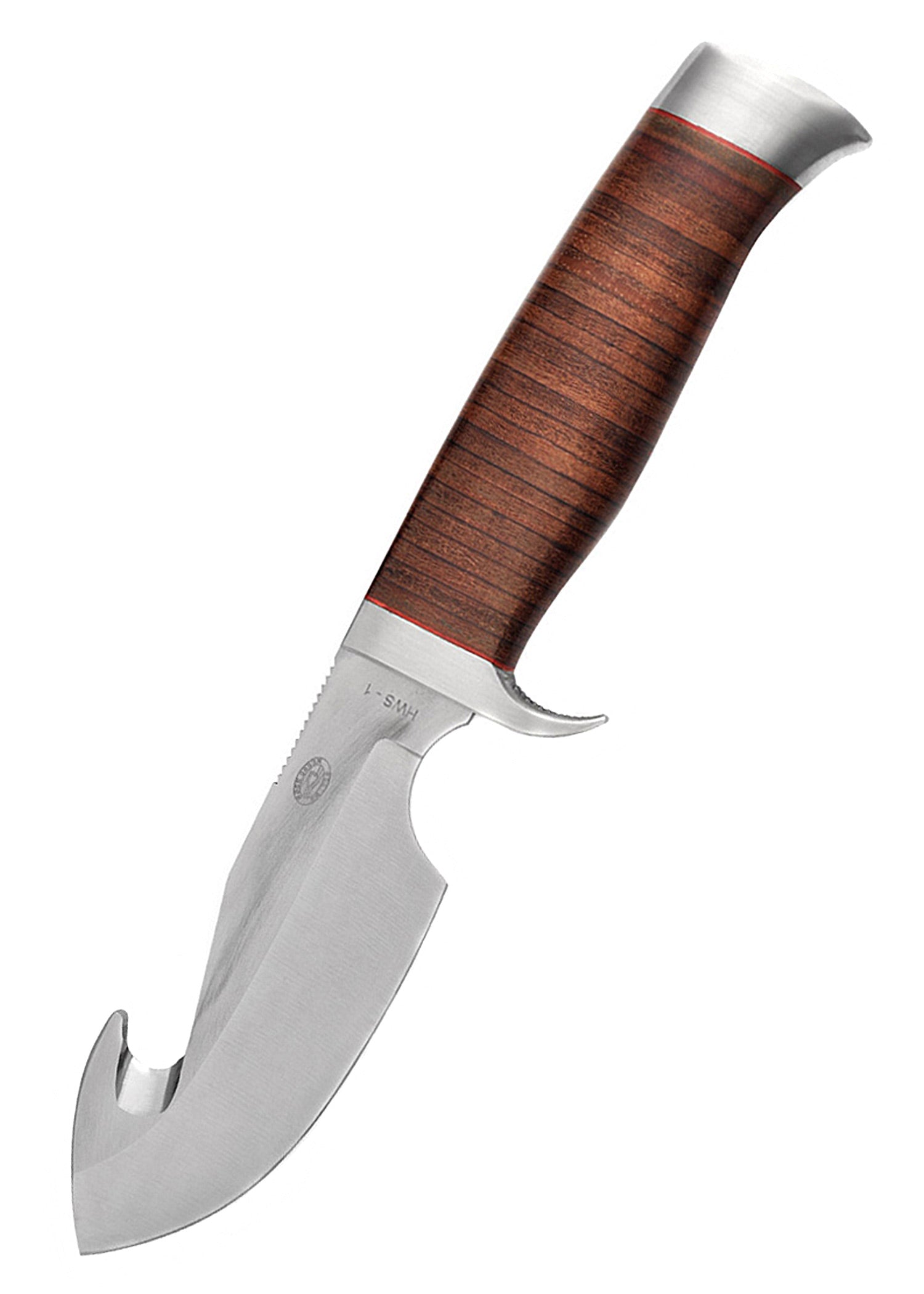 Imagen única de: Cuchillo Waterbuck Con Hoja De Gancho Y Mango De Láminas De Cuero.