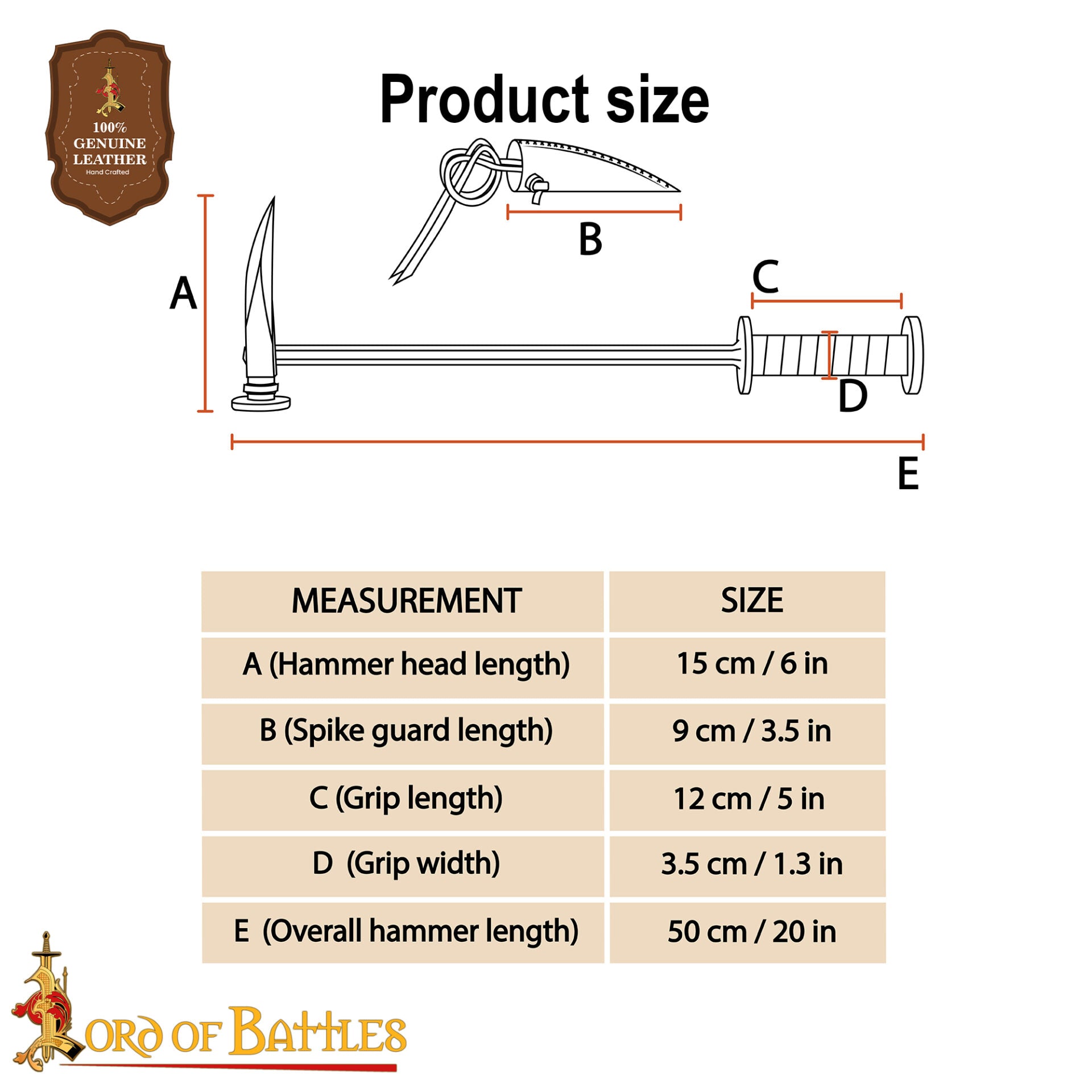Martillo de Guerra Medieval de Pico de Cuervo Forjado a Mano - Imagen 3