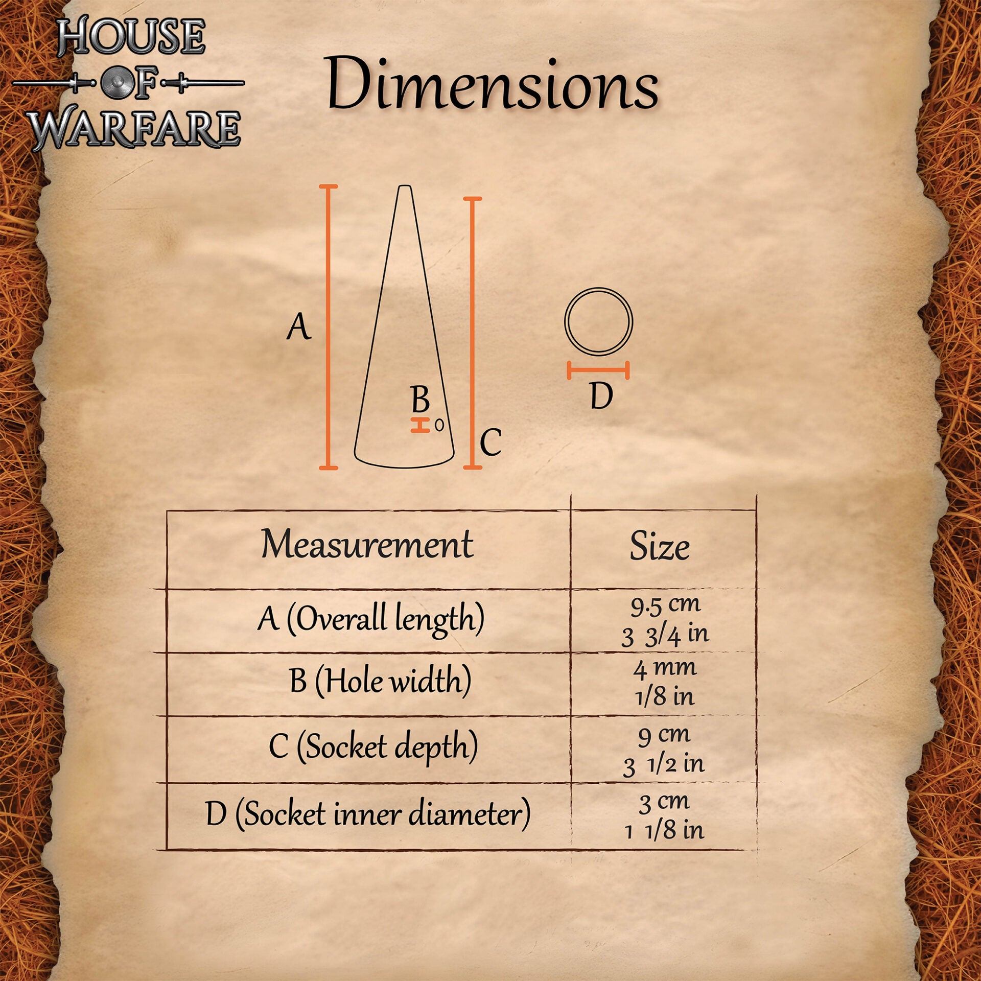 Punta de Lanza Forjada a Mano - Virola Romana para Cañas de Madera - Imagen 3