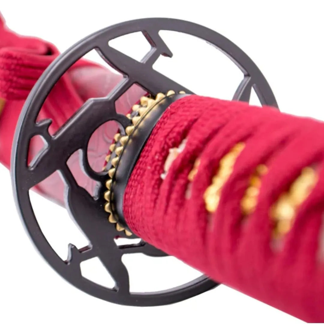 Imagen única de: Katana Funcional Afilada De Acero De Damasco Rojo S6040