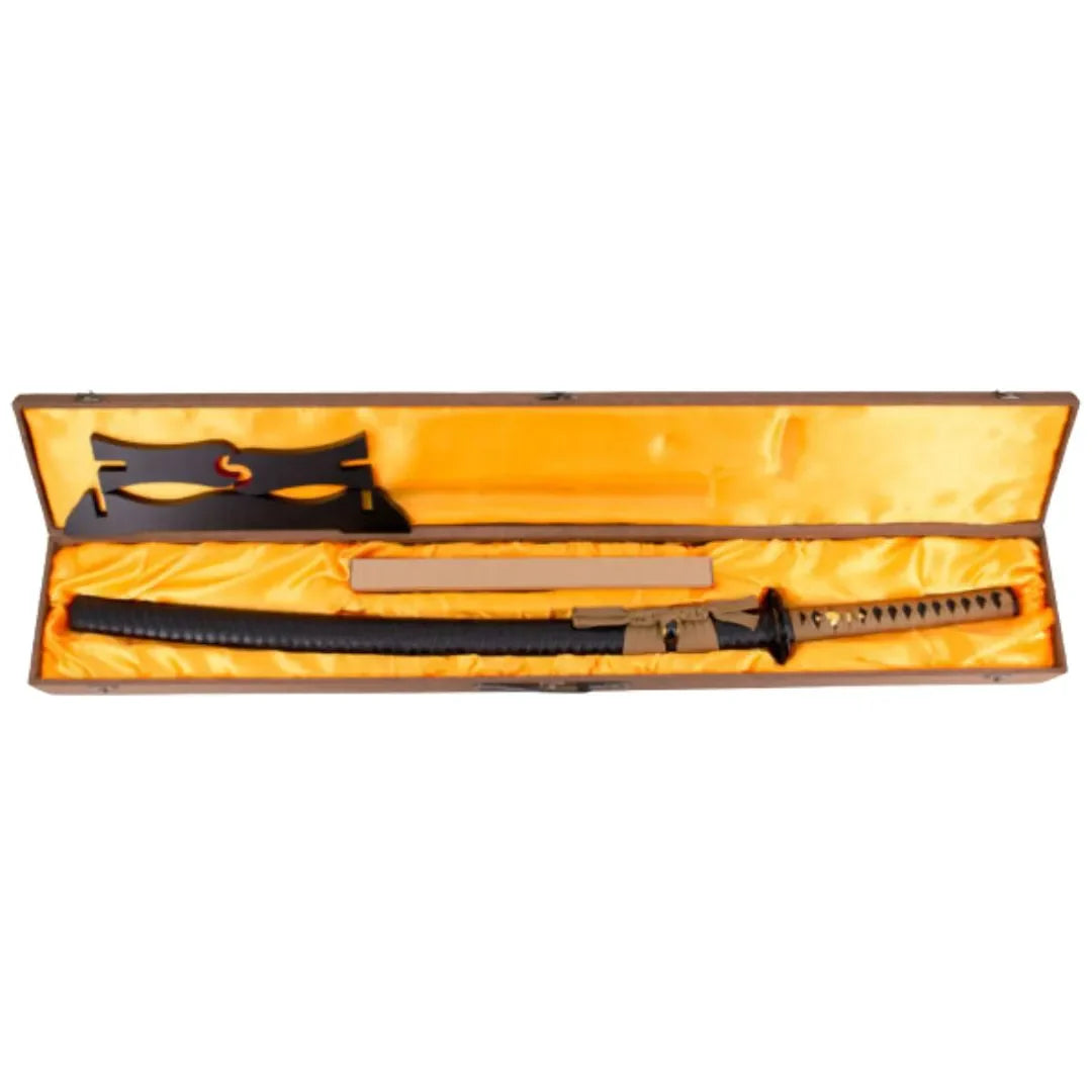 Imagen única de: Katana Funcional Afilada Marron Y Piel De Cocodrilo S6038