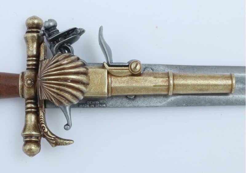 Imagen única de: Pistola De Chispa Con Puñal Incorporado S XVIII, Réplica No Funcional 1204