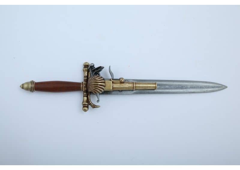Imagen única de: Pistola De Chispa Con Puñal Incorporado S XVIII, Réplica No Funcional 1204