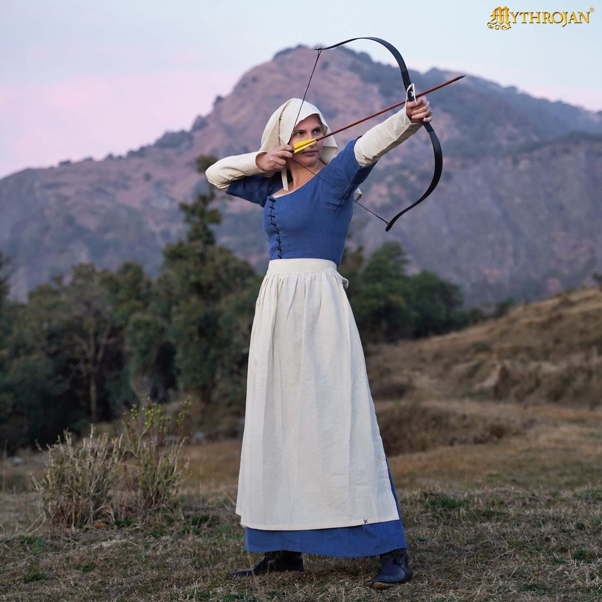 Imagen única de: Delantal Medieval "la Hija del Campesino": Auténtica Vestimenta de los Siglos Xiv y Xv para Recreaciones, Larp, Sca E Historia Viviente. Mezcla de Lino y Algodón