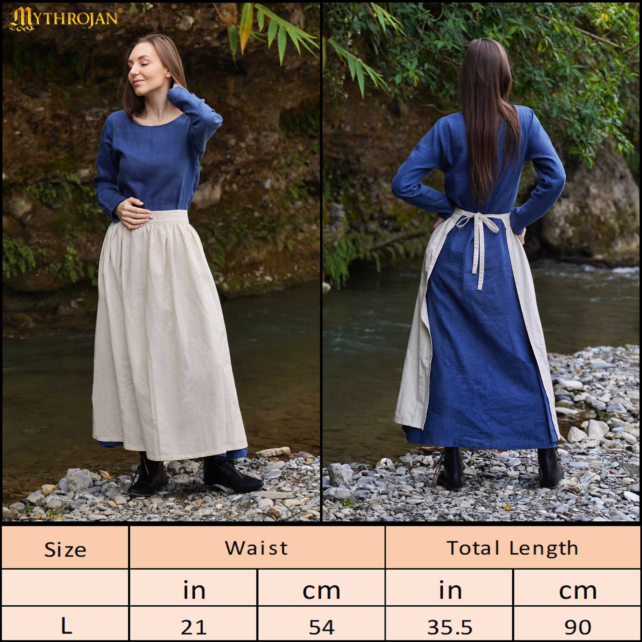 Imagen única de: Delantal Medieval "la Hija del Campesino": Auténtica Vestimenta de los Siglos Xiv y Xv para Recreaciones, Larp, Sca E Historia Viviente. Mezcla de Lino y Algodón