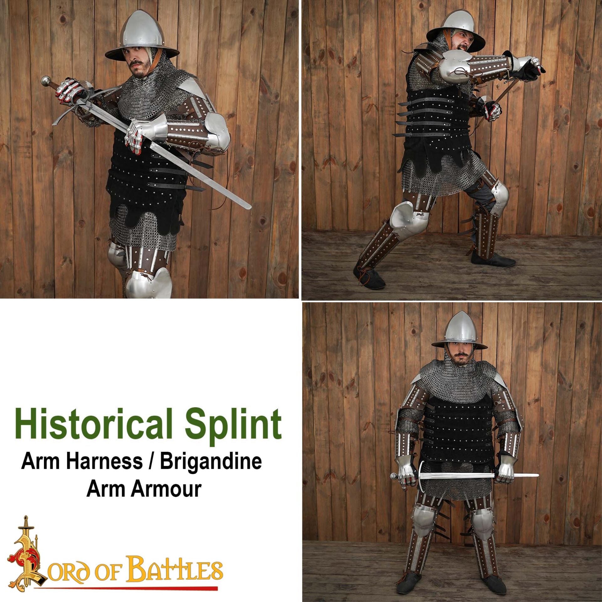 Imagen única de: Armadura Medieval Entablillada - Acero Pulido Calibre 16 y Cuero - Ajuste Universal