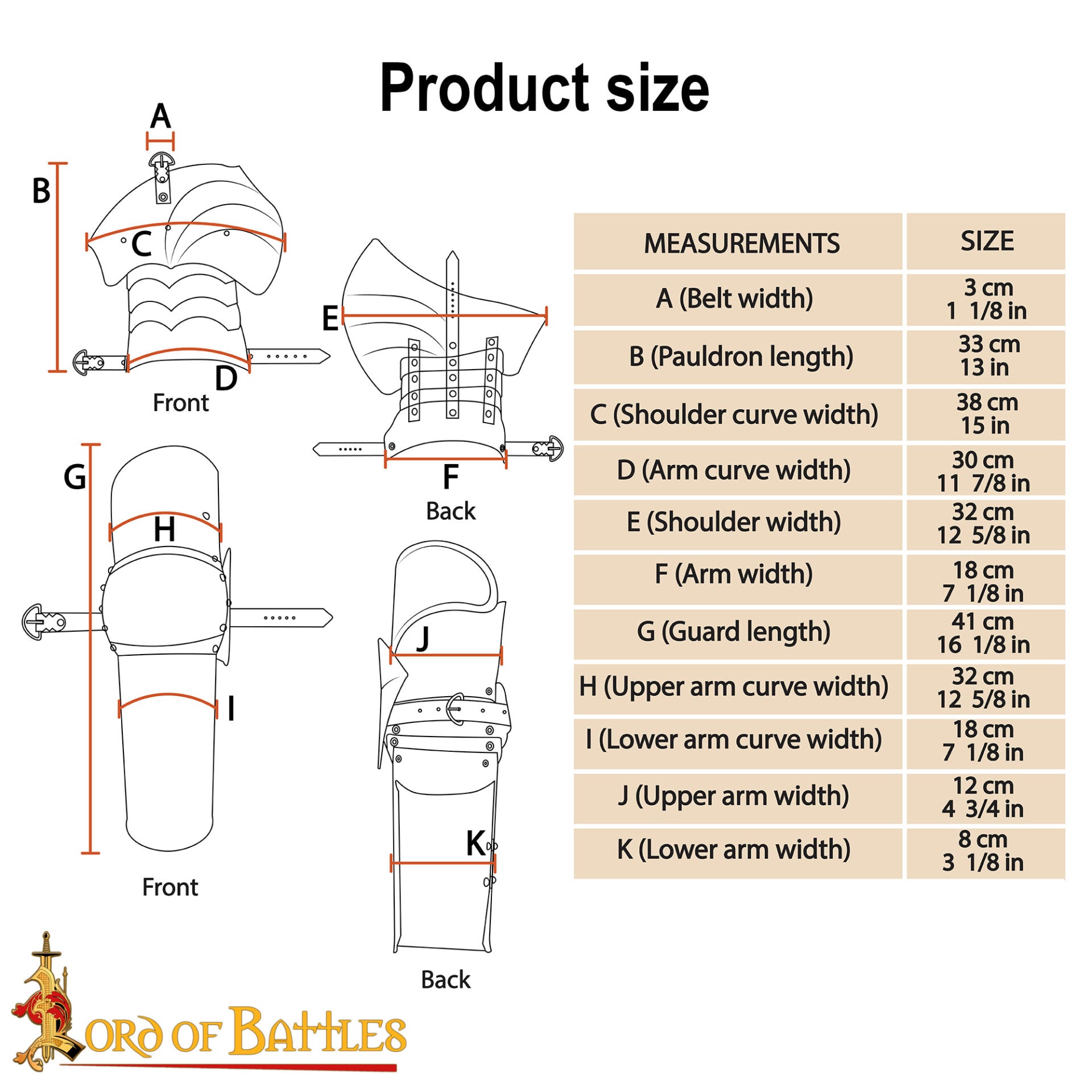 Set de Armadura Medieval de Acero con Pauldrón Armadura de Caballero de Batalla - Imagen 3
