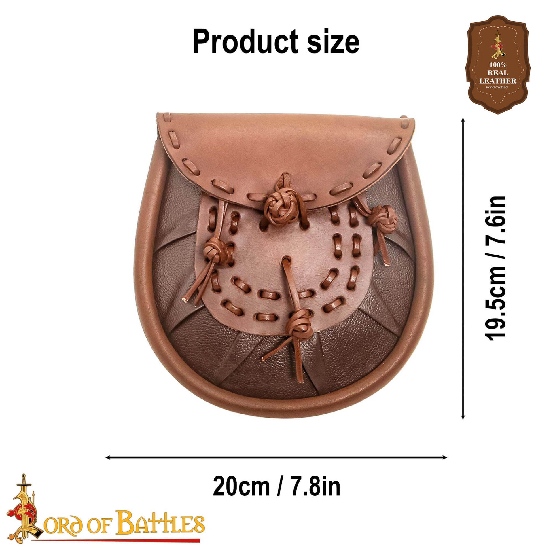 Imagen única de: Riñonera Medieval de Cuero Sporran con Borlas Anudadas - Bolsa Marrón