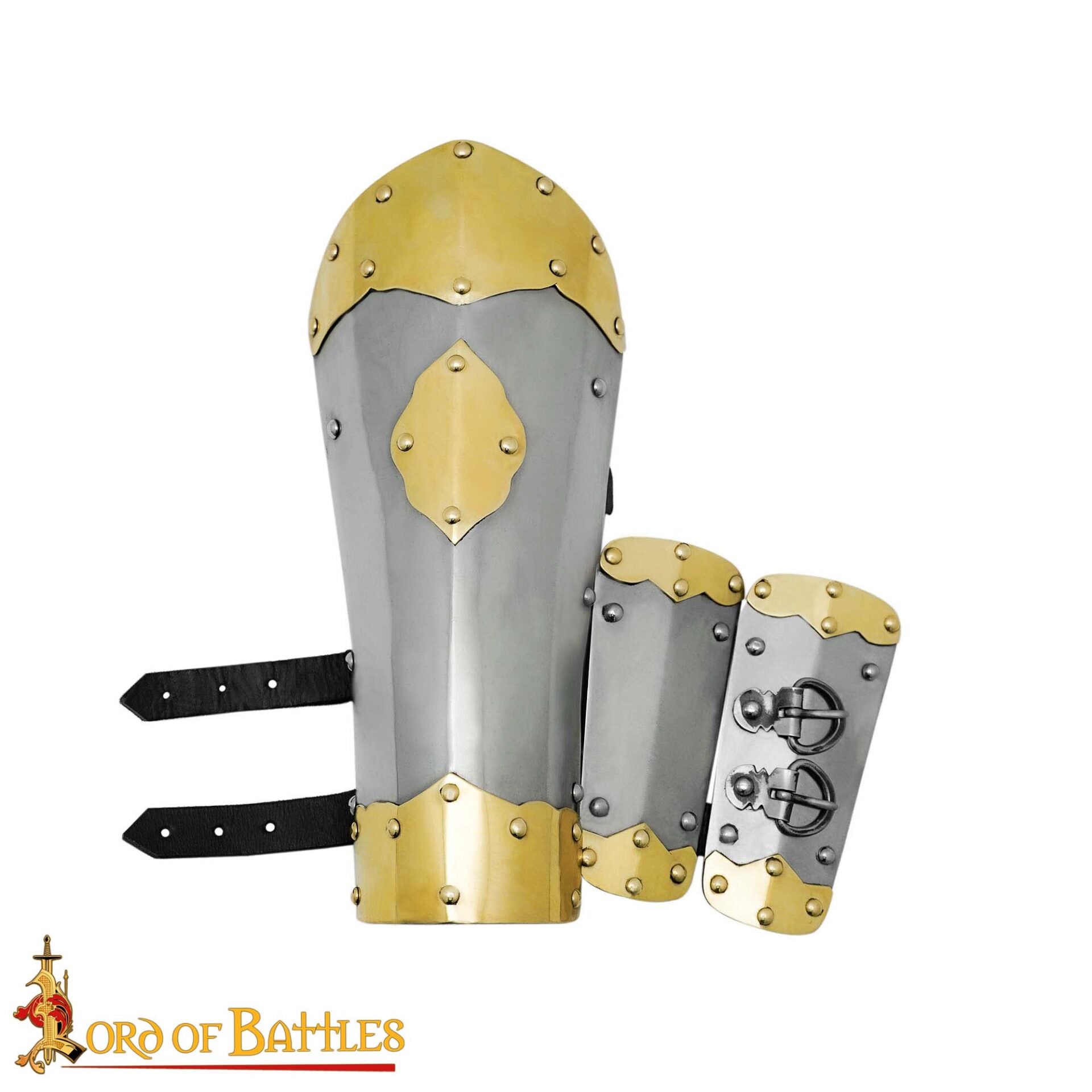 Imagen única de: Vambrace de Húsar con Herrajes de Latón - Acero Calibre 16 y Latón Calibre 18
