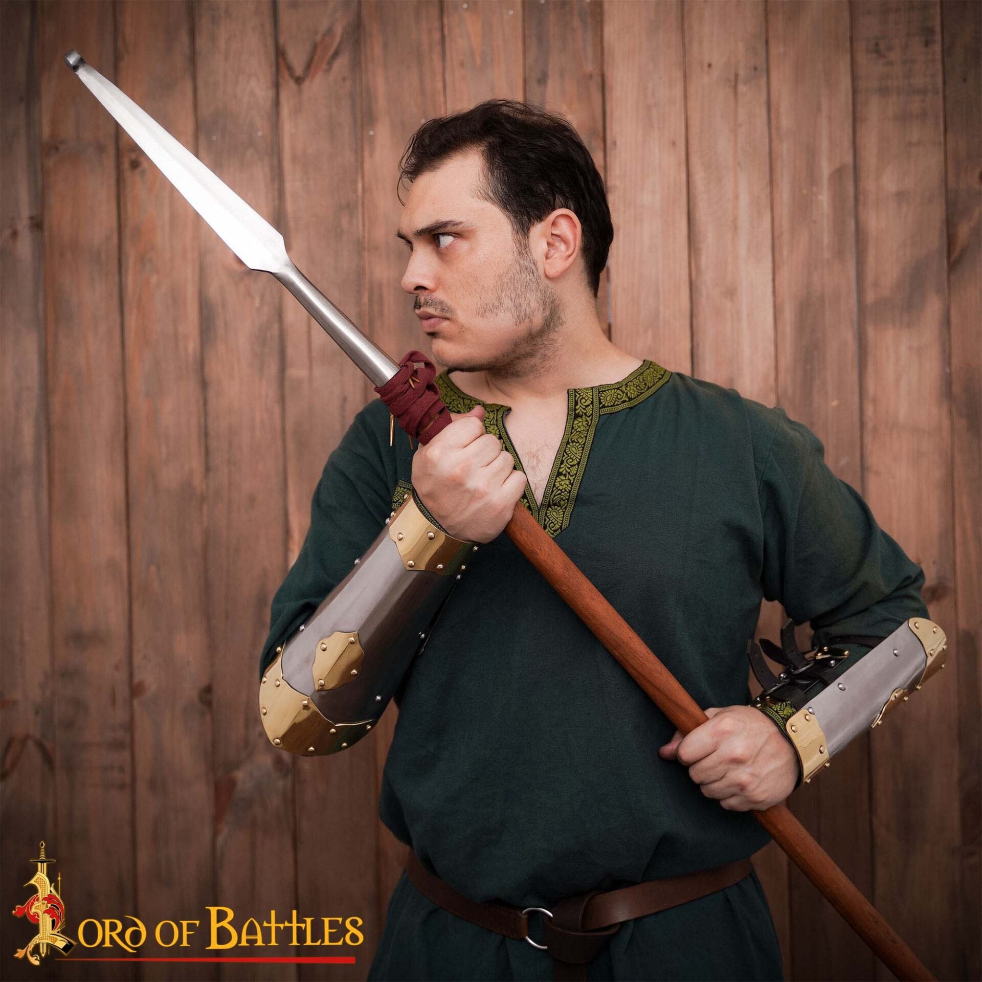 Imagen única de: Vambrace de Húsar con Herrajes de Latón - Acero Calibre 16 y Latón Calibre 18