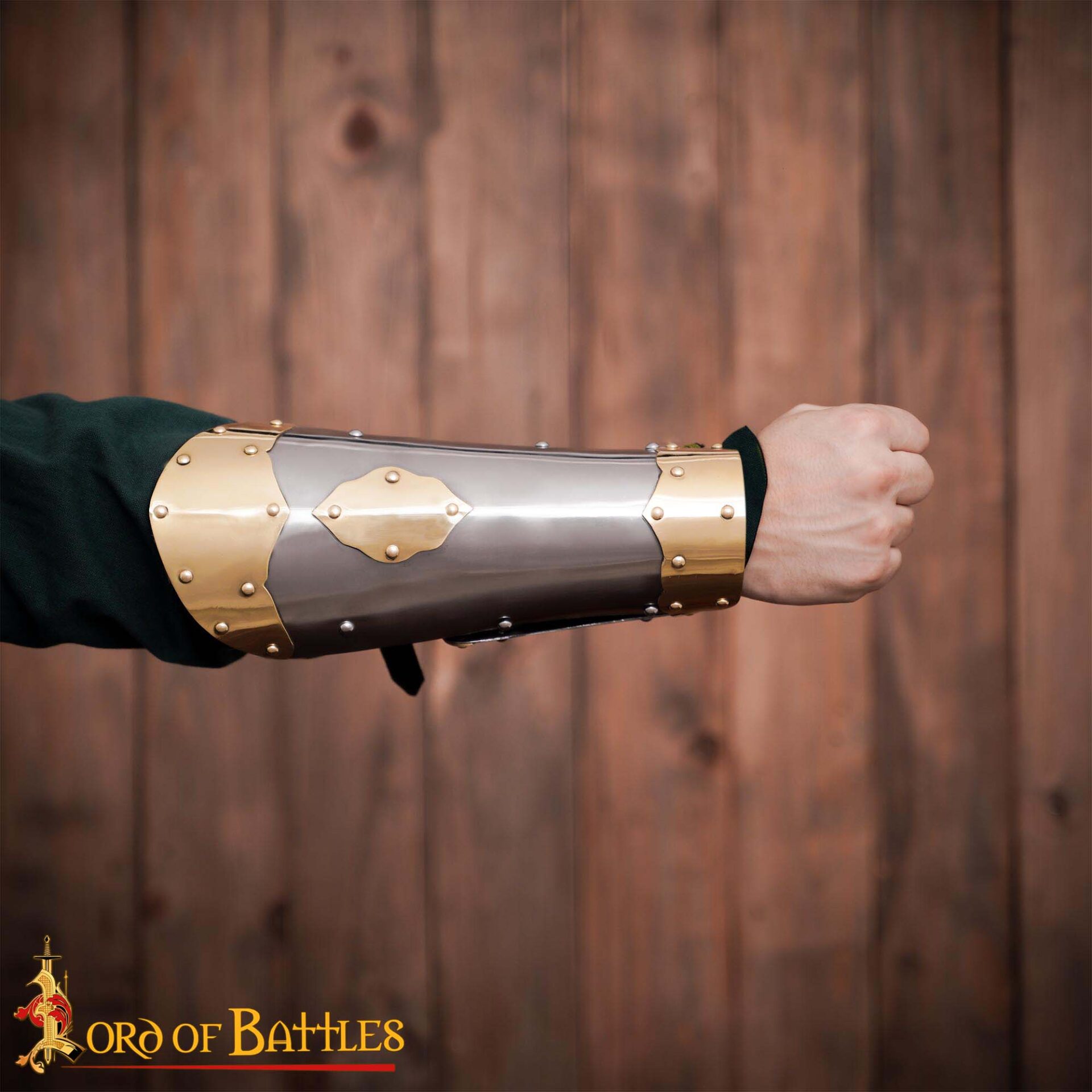 Imagen única de: Vambrace de Húsar con Herrajes de Latón - Acero Calibre 16 y Latón Calibre 18