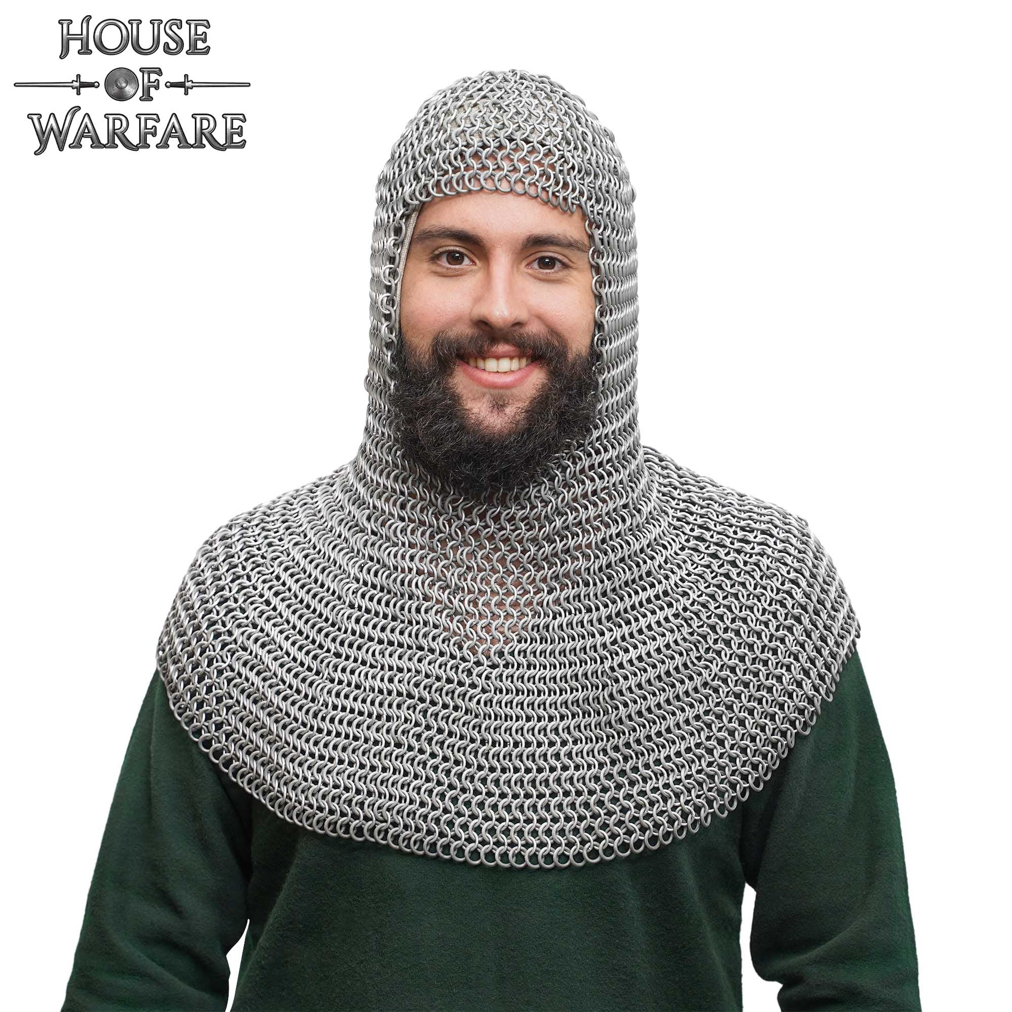 Imagen única de: Cofia Medieval de Cota de Malla de Aluminio de 10 Mm con Anillas de Caucho, Galga 14