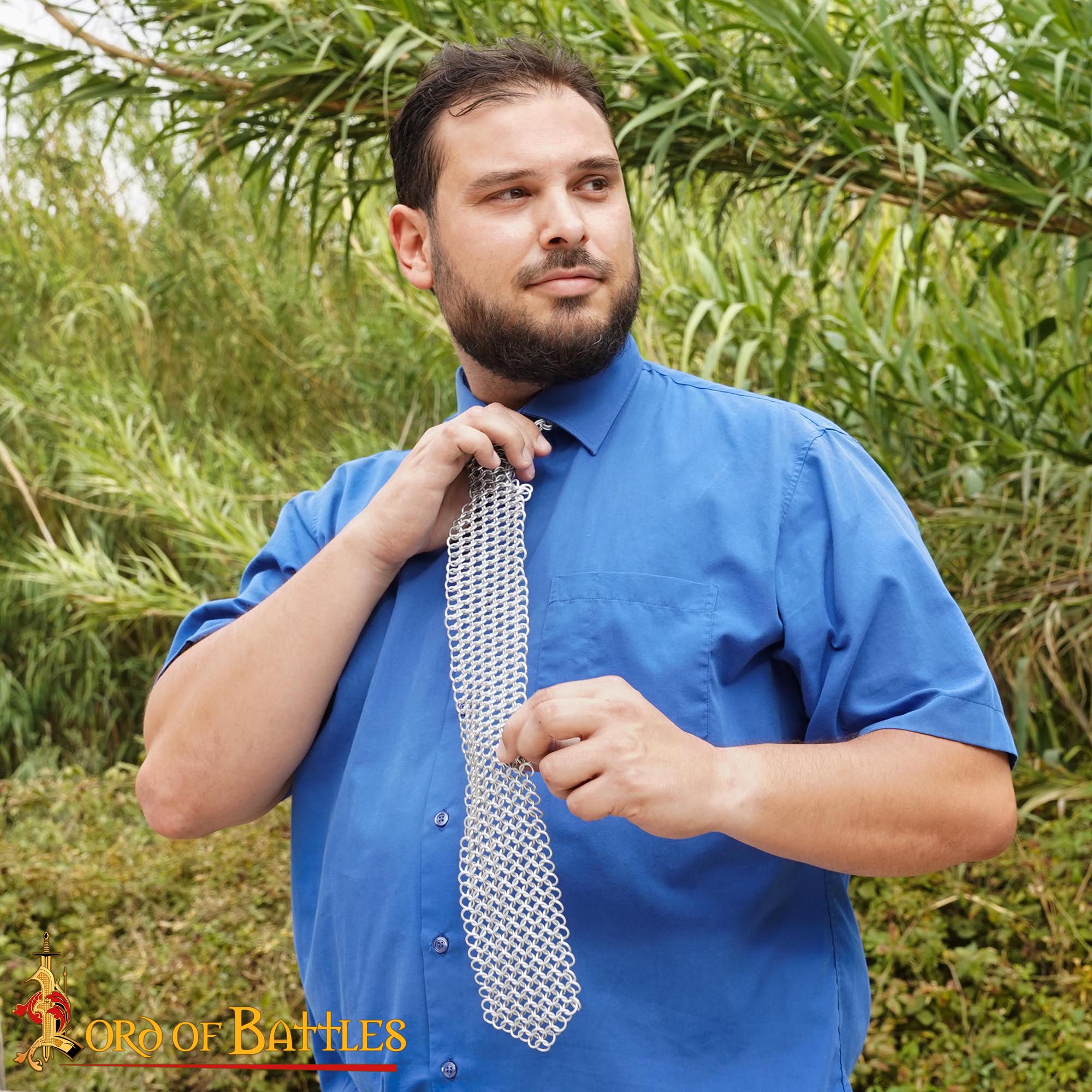 Imagen única de: Corbata de Cota de Malla - Aluminio de 8mm 16 Gauge - Corbata Vikinga Hecha a Mano para Larp, Cosplay, Renacimiento, Steampunk Gótico, Regalos para Hombres y Guerreros