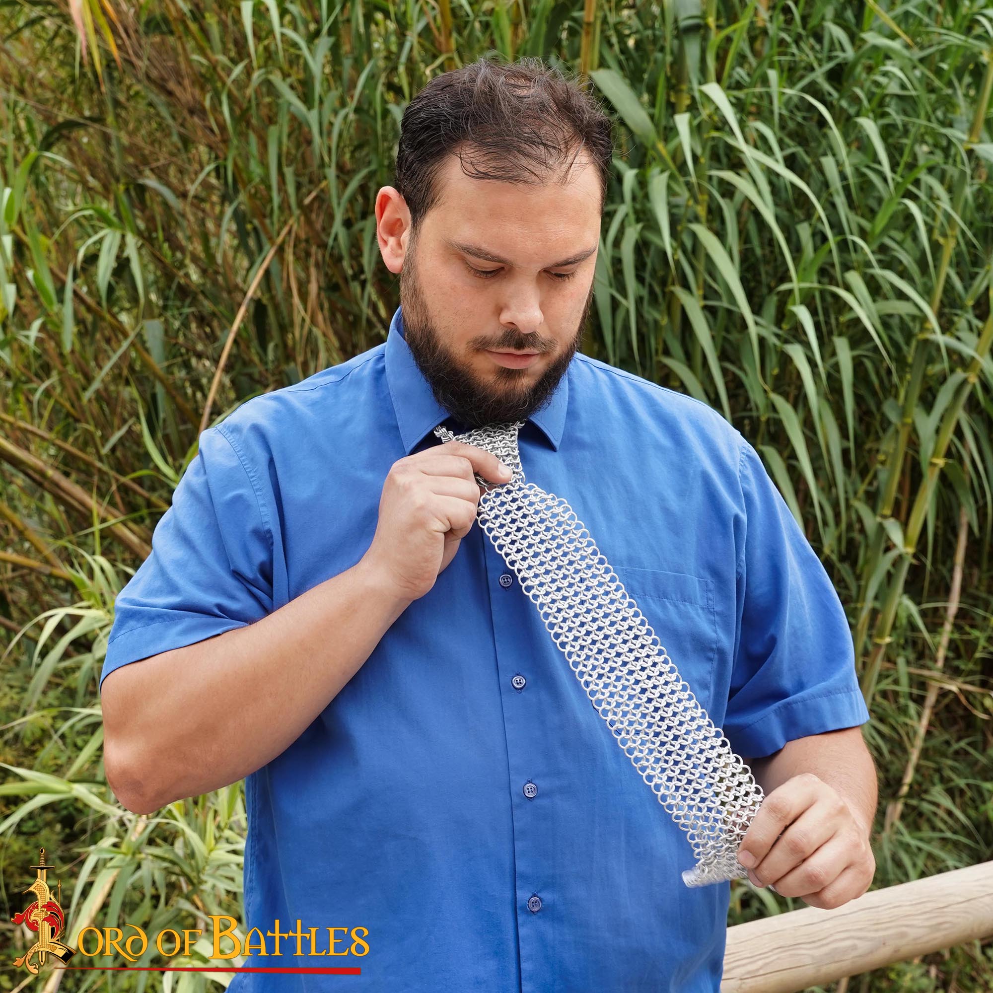 Imagen única de: Corbata de Cota de Malla - Aluminio de 8mm 16 Gauge - Corbata Vikinga Hecha a Mano para Larp, Cosplay, Renacimiento, Steampunk Gótico, Regalos para Hombres y Guerreros