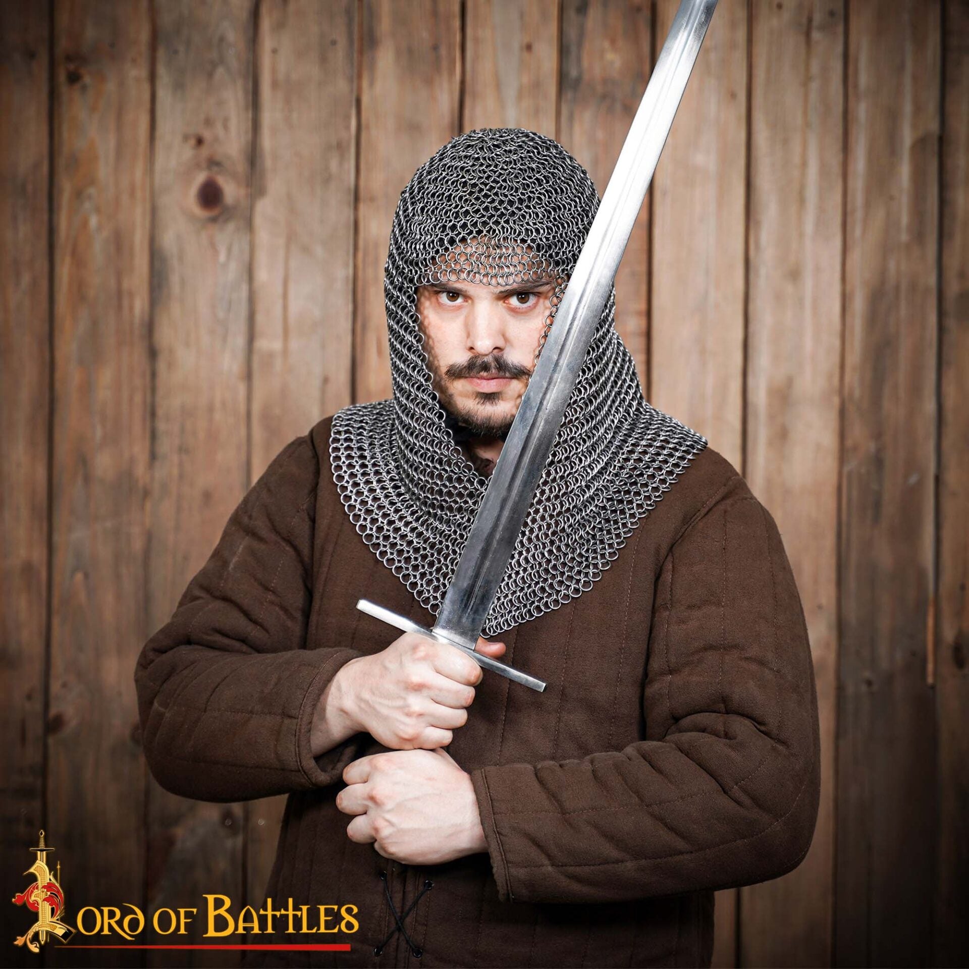 Imagen única de: Cofia Medieval de Cota de Malla - Abertura en V - Acero para Muelles de Calibre 16 - Anillas de 9 Mm Conificado
